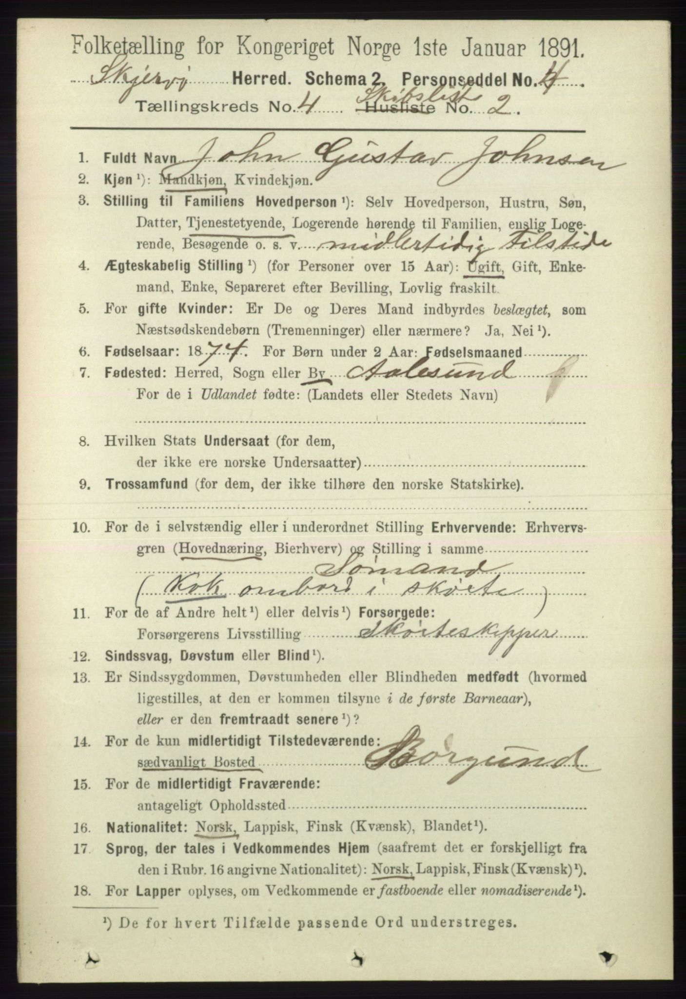 RA, 1891 census for 1941 Skjervøy, 1891, p. 2881