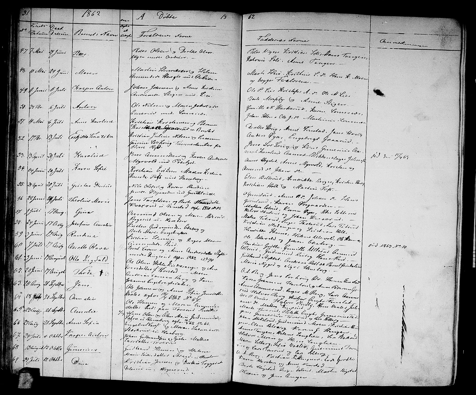 Aurskog prestekontor Kirkebøker, SAO/A-10304a/G/Ga/L0003: Parish register (copy) no. I 3, 1858-1883, p. 31