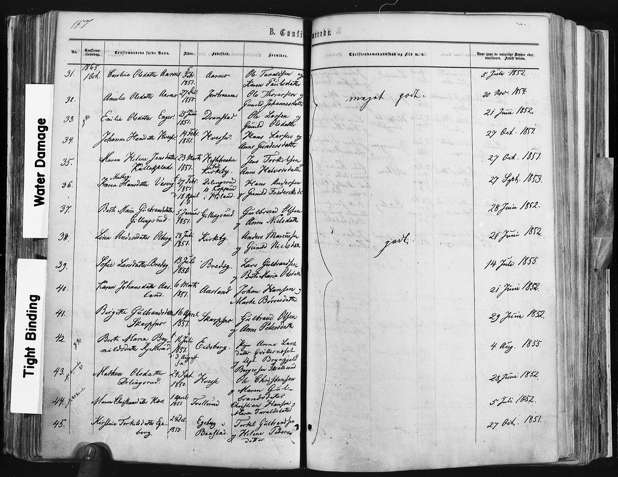 Trøgstad prestekontor Kirkebøker, SAO/A-10925/F/Fa/L0009: Parish register (official) no. I 9, 1865-1877, p. 157