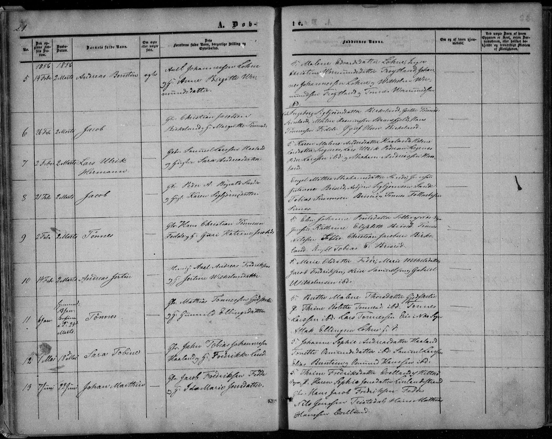 Kvinesdal sokneprestkontor, AV/SAK-1111-0026/F/Fa/Faa/L0002: Parish register (official) no. A 2, 1850-1876, p. 21