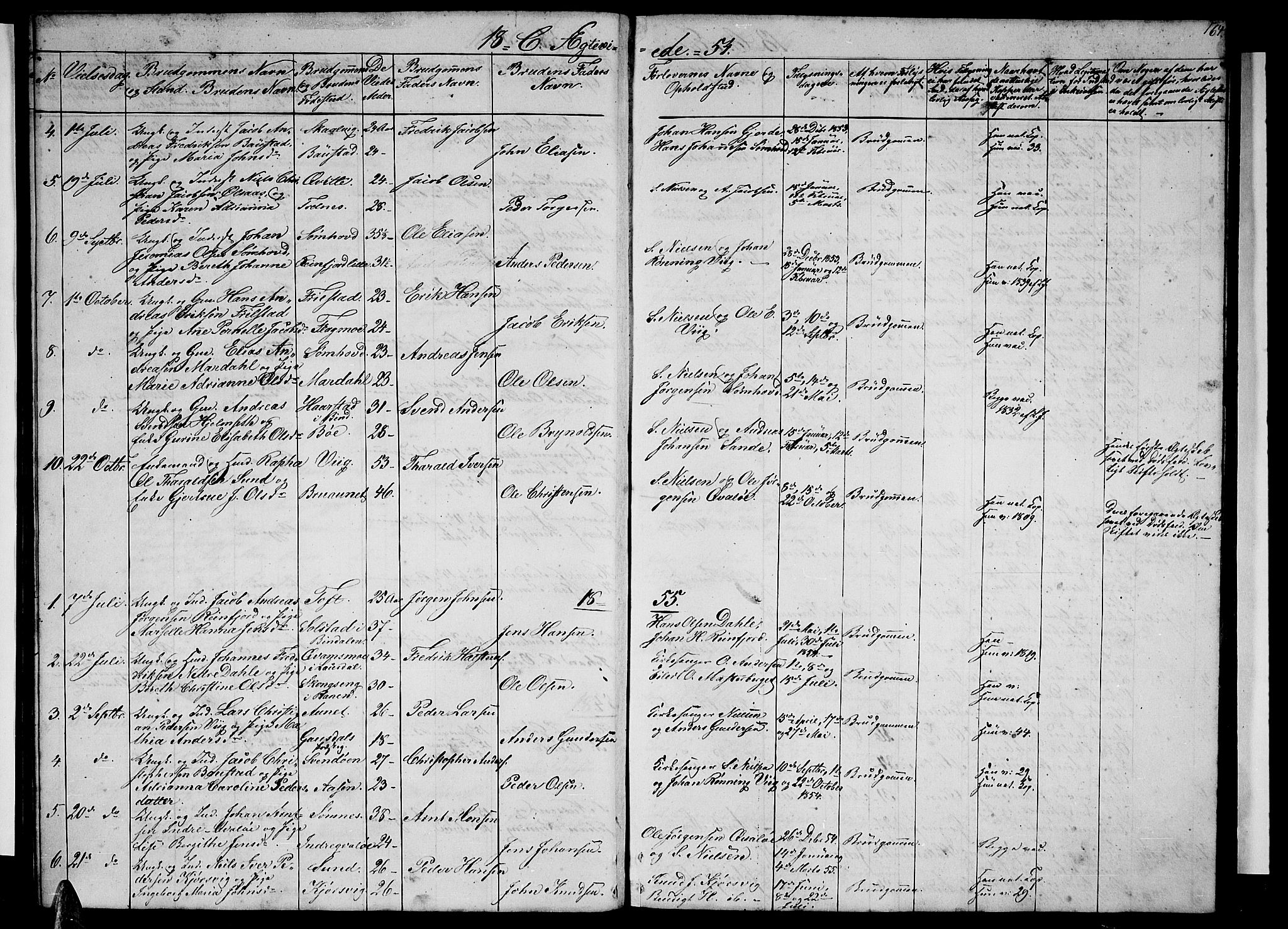 Ministerialprotokoller, klokkerbøker og fødselsregistre - Nordland, AV/SAT-A-1459/812/L0187: Parish register (copy) no. 812C05, 1850-1883, p. 164