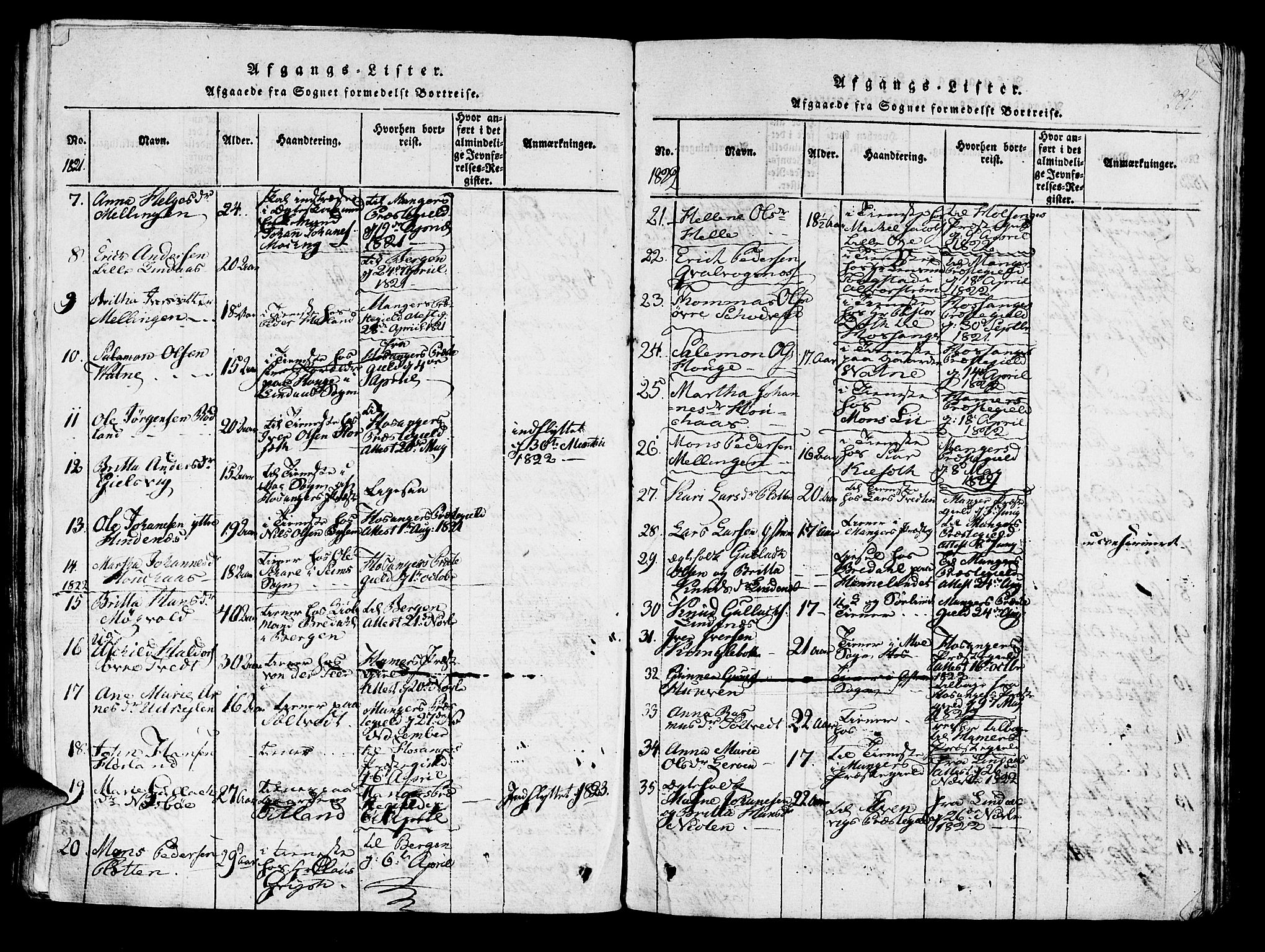 Lindås Sokneprestembete, SAB/A-76701/H/Haa: Parish register (official) no. A 7, 1816-1823, p. 284