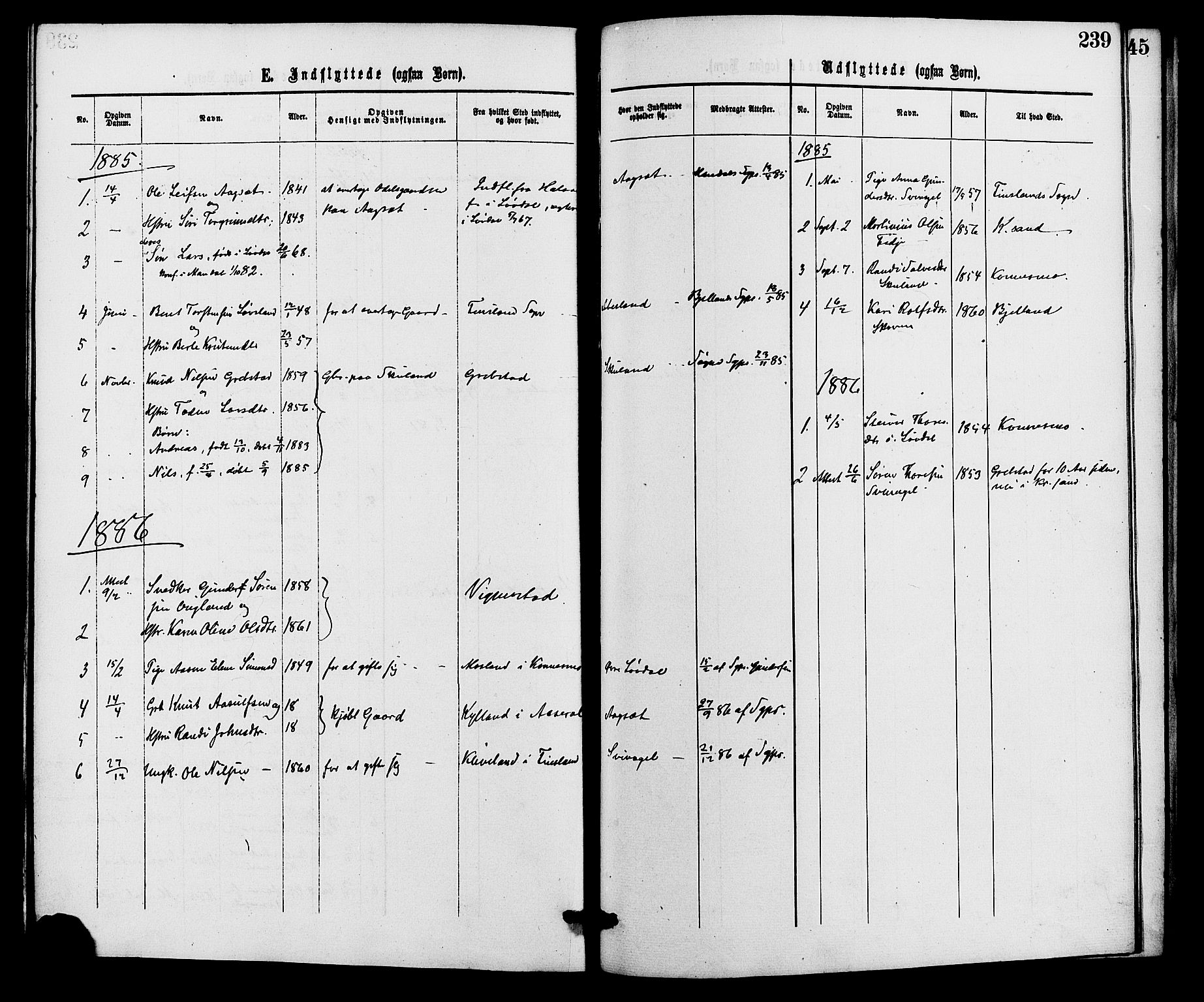 Holum sokneprestkontor, AV/SAK-1111-0022/F/Fa/Fab/L0006: Parish register (official) no. A 6, 1875-1886, p. 239
