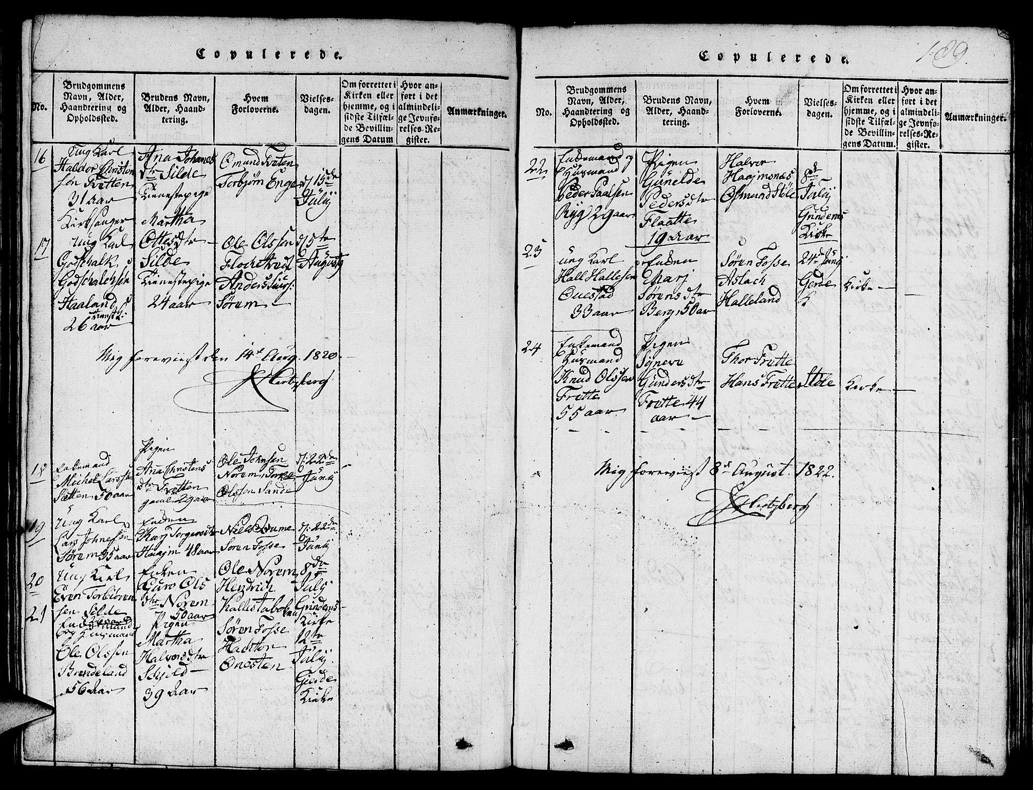 Etne sokneprestembete, SAB/A-75001/H/Hab: Parish register (copy) no. C 1, 1816-1841, p. 189