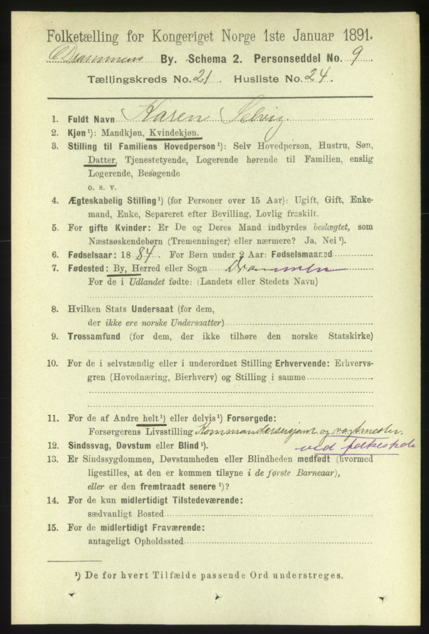 RA, 1891 census for 0602 Drammen, 1891, p. 13312