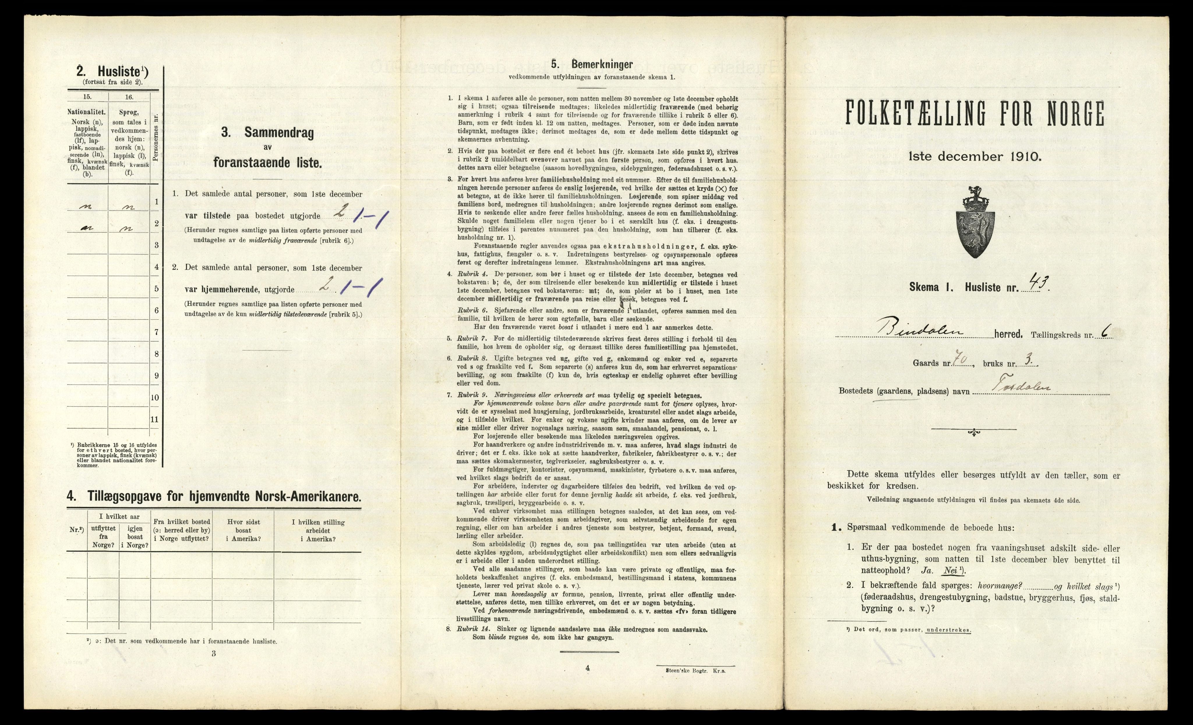 RA, 1910 census for Bindal, 1910, p. 634