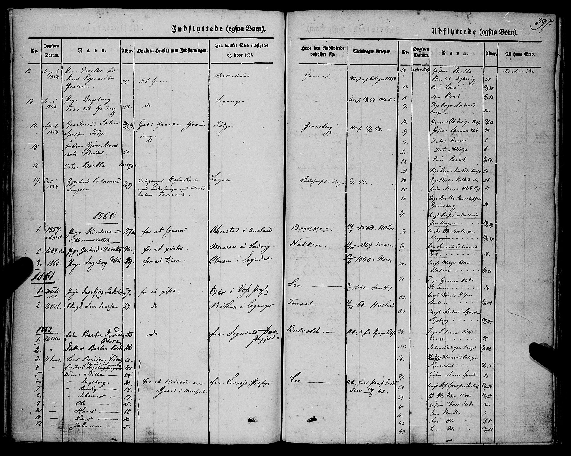 Vik sokneprestembete, SAB/A-81501: Parish register (official) no. A 8, 1846-1865, p. 397