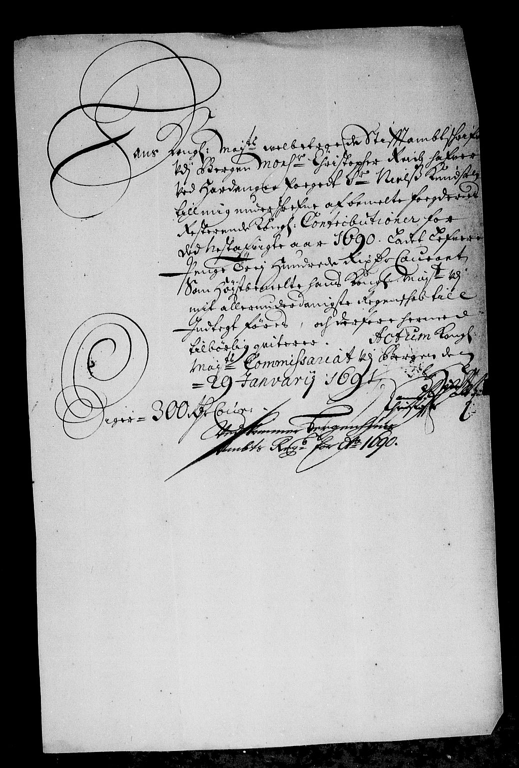 Rentekammeret inntil 1814, Reviderte regnskaper, Stiftamtstueregnskaper, Bergen stiftamt, AV/RA-EA-6043/R/Rc/L0094: Bergen stiftamt, 1690