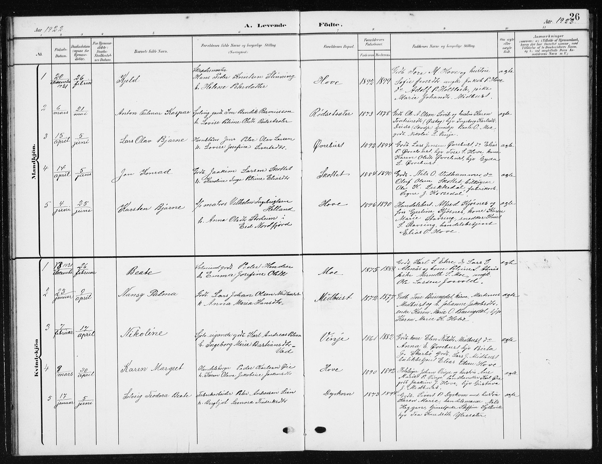 Ministerialprotokoller, klokkerbøker og fødselsregistre - Møre og Romsdal, AV/SAT-A-1454/521/L0303: Parish register (copy) no. 521C04, 1908-1943, p. 26