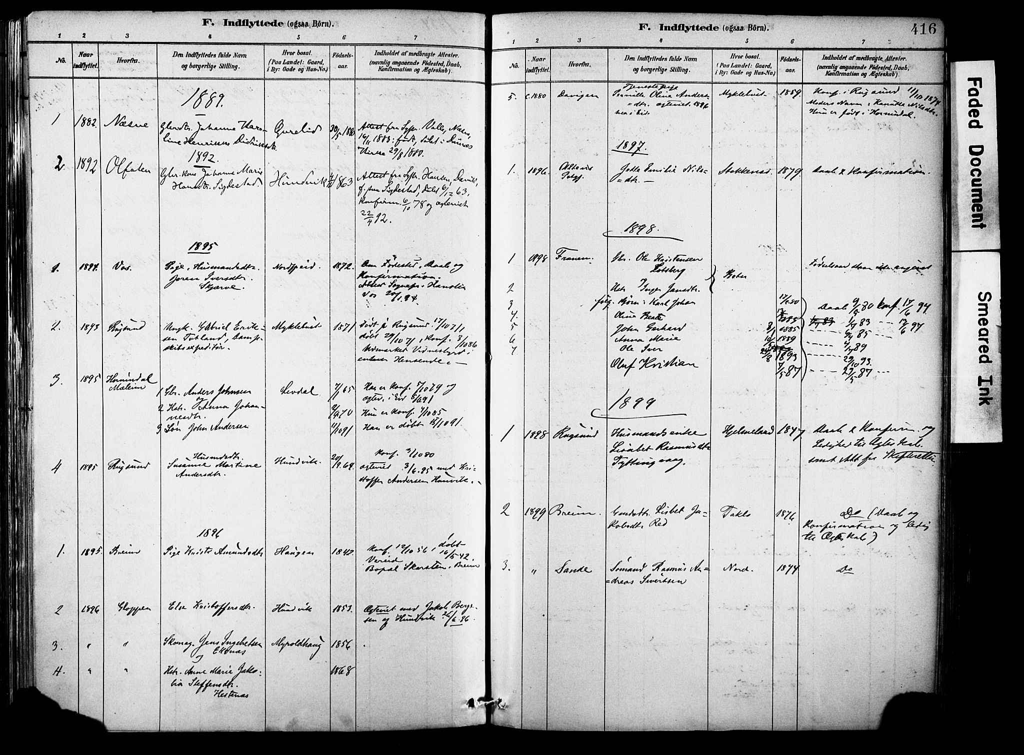 Eid sokneprestembete, SAB/A-82301/H/Haa/Haab/L0001: Parish register (official) no. B 1, 1879-1906, p. 416
