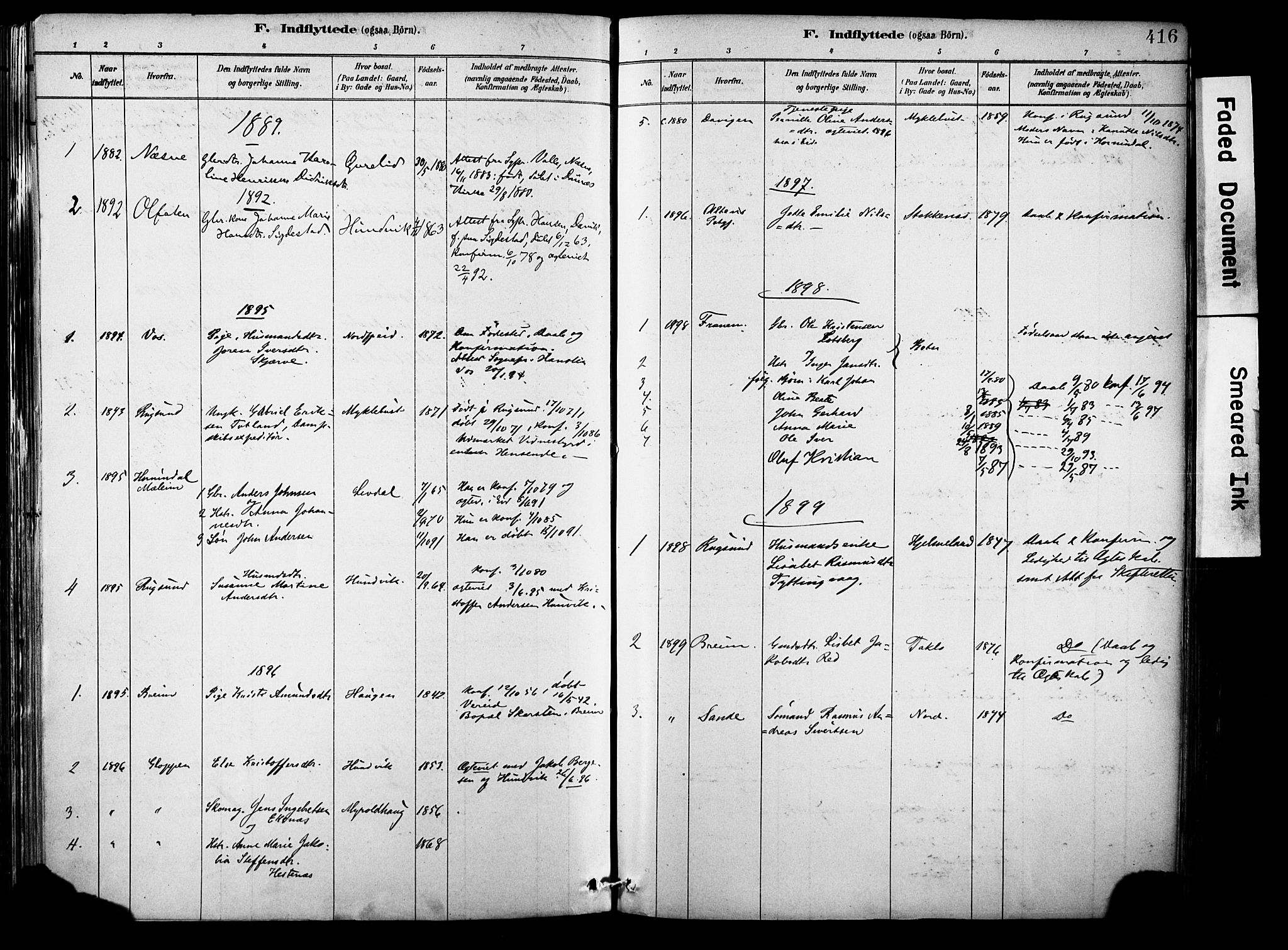 Eid sokneprestembete, AV/SAB-A-82301/H/Haa/Haab/L0001: Parish register (official) no. B 1, 1879-1906, p. 416