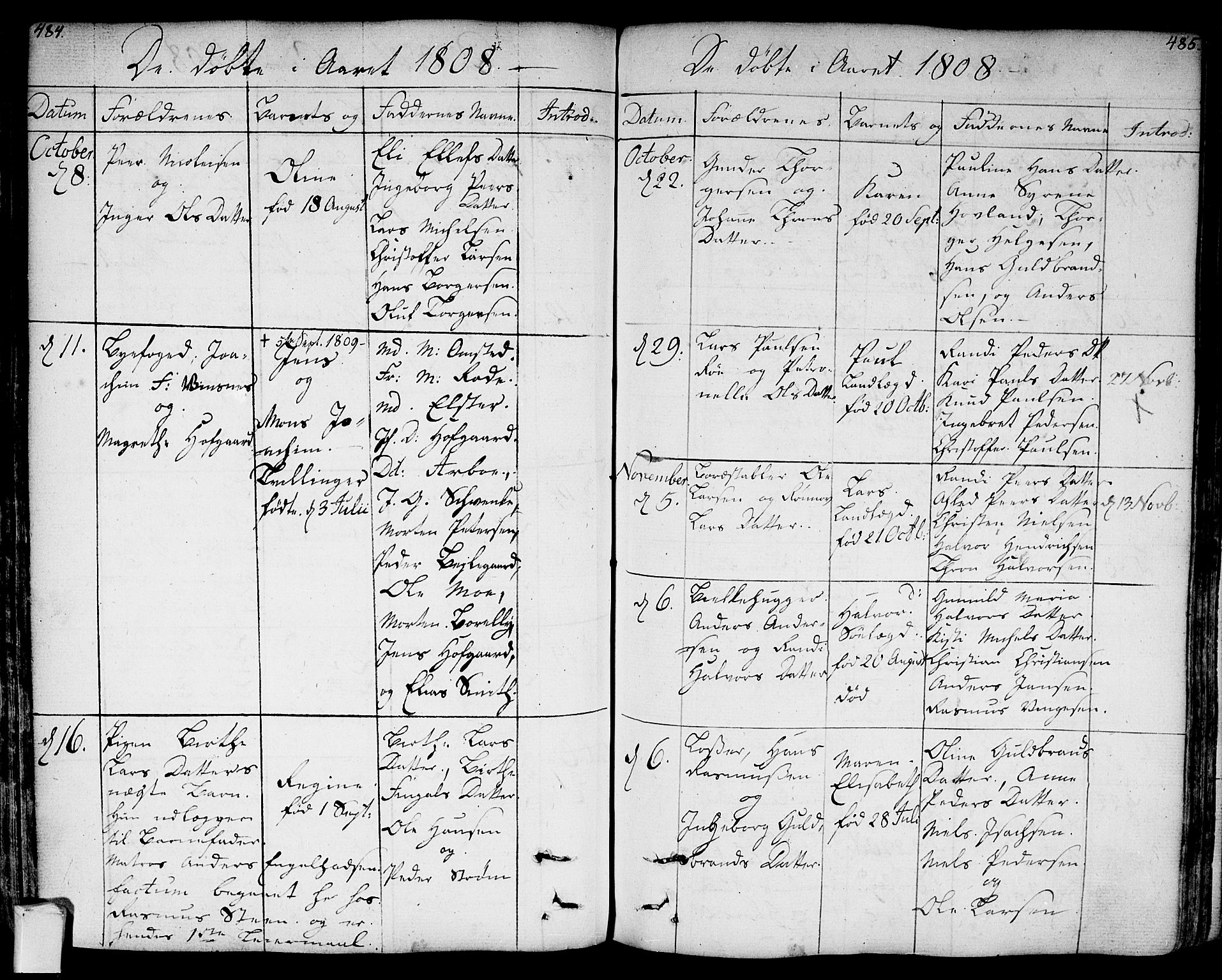 Bragernes kirkebøker, SAKO/A-6/F/Fa/L0006a: Parish register (official) no. I 6, 1782-1814, p. 484-485