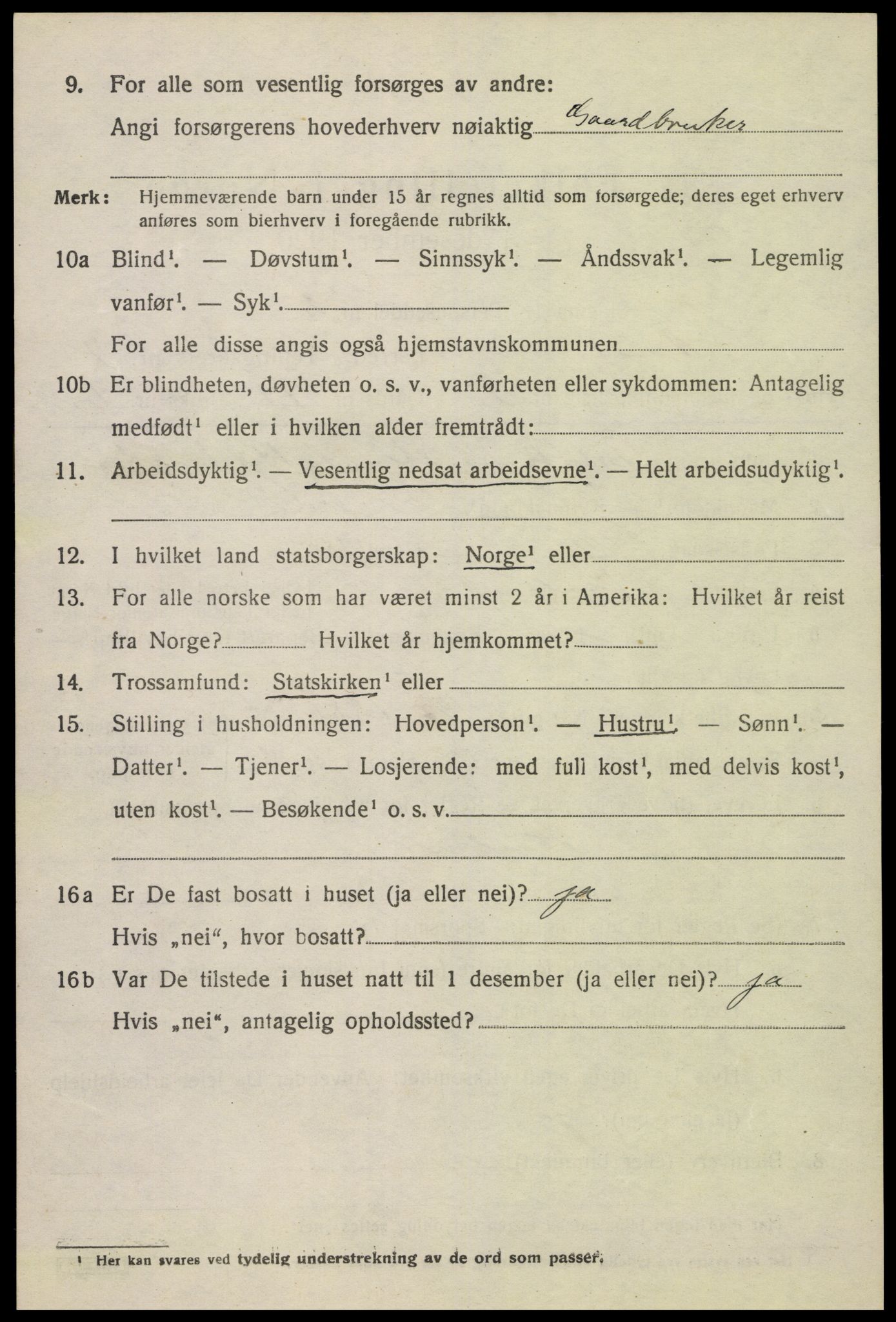 SAK, 1920 census for Åmli, 1920, p. 2912