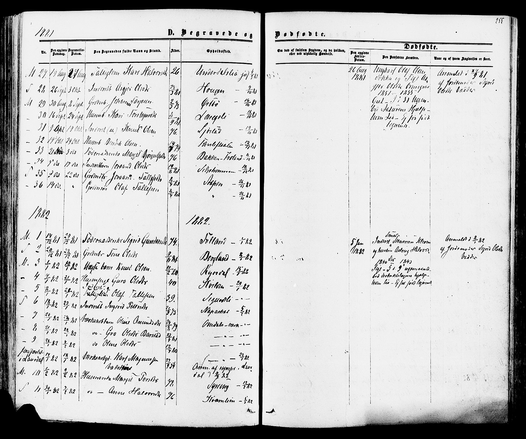 Mo kirkebøker, SAKO/A-286/F/Fa/L0006: Parish register (official) no. I 6, 1865-1885, p. 255
