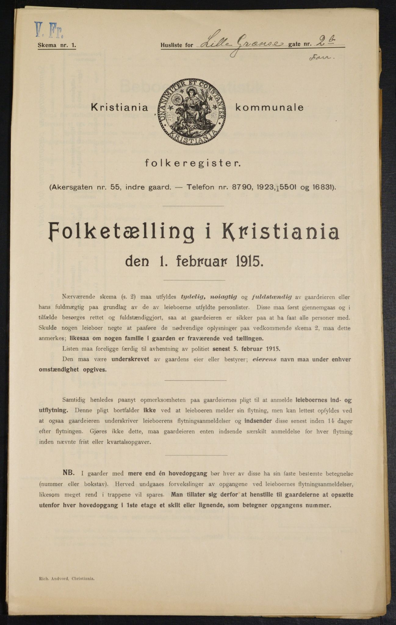 OBA, Municipal Census 1915 for Kristiania, 1915, p. 57030