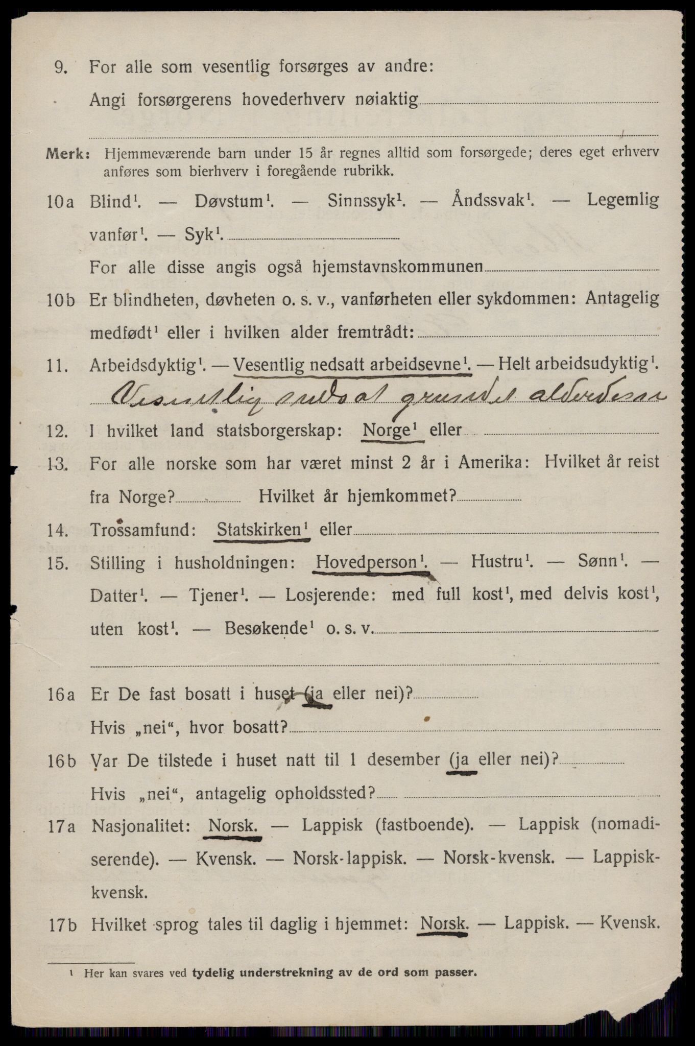 SAT, 1920 census for Moskenes, 1920, p. 1067