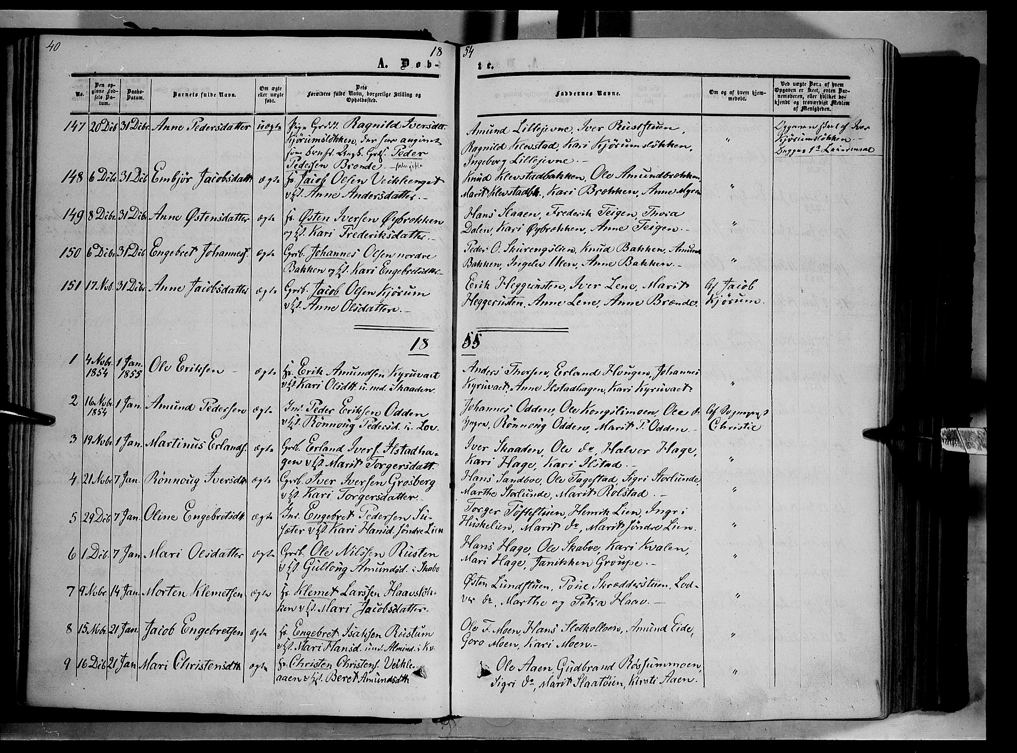 Nord-Fron prestekontor, AV/SAH-PREST-080/H/Ha/Haa/L0001: Parish register (official) no. 1, 1851-1864, p. 40