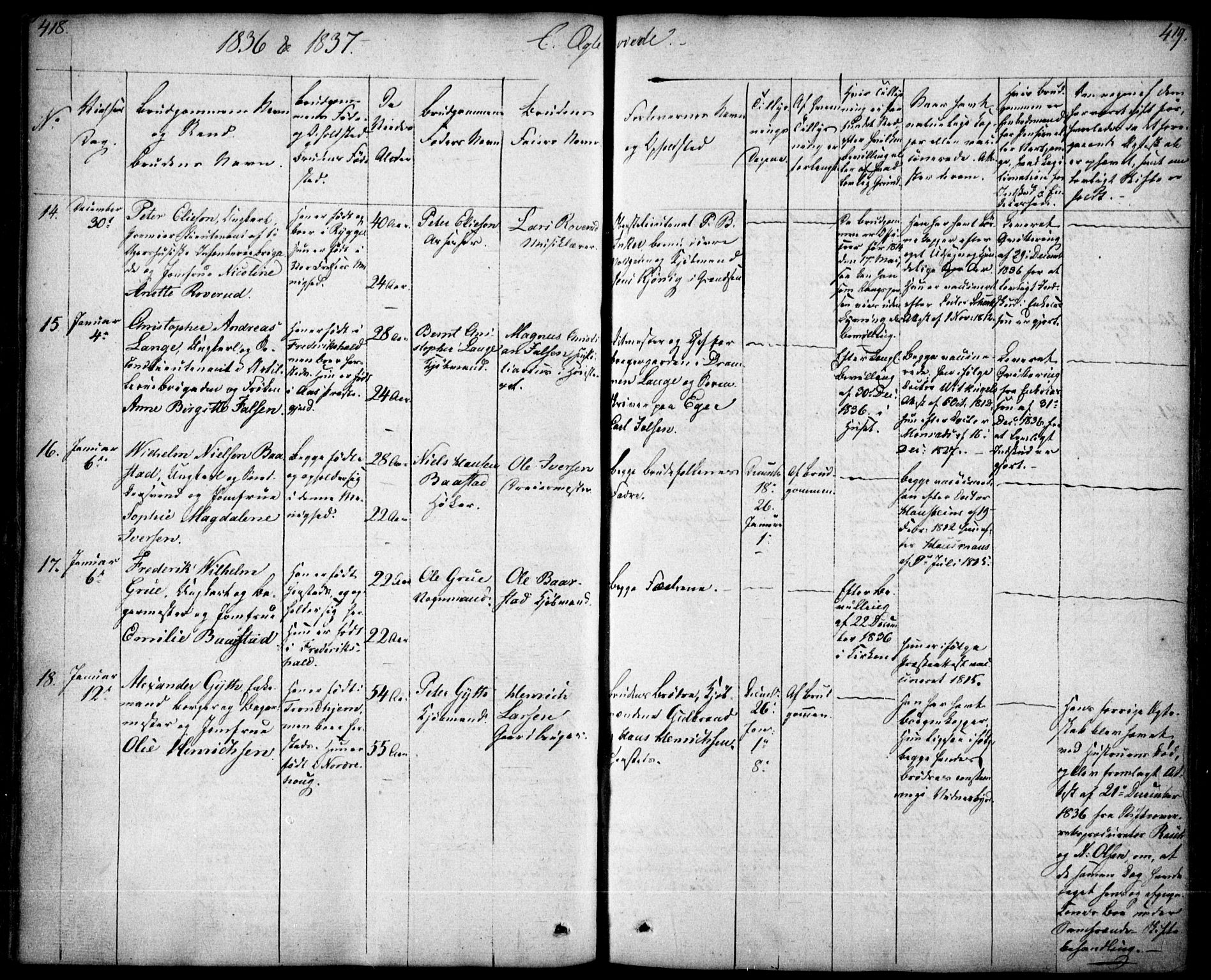 Oslo domkirke Kirkebøker, SAO/A-10752/F/Fa/L0019: Parish register (official) no. 19, 1828-1847, p. 418-419