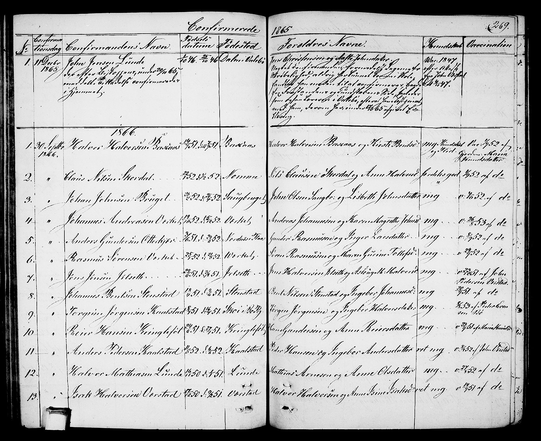 Holla kirkebøker, SAKO/A-272/G/Ga/L0003: Parish register (copy) no. I 3, 1849-1866, p. 269