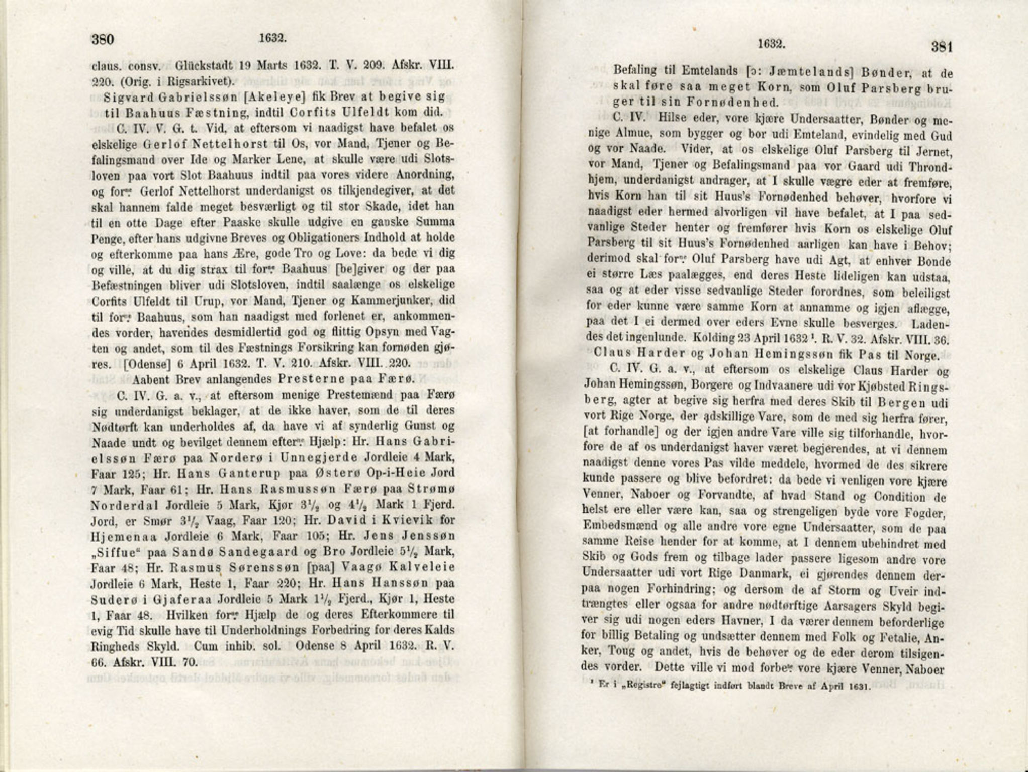 Publikasjoner utgitt av Det Norske Historiske Kildeskriftfond, PUBL/-/-/-: Norske Rigs-Registranter, bind 6, 1628-1634, p. 380-381