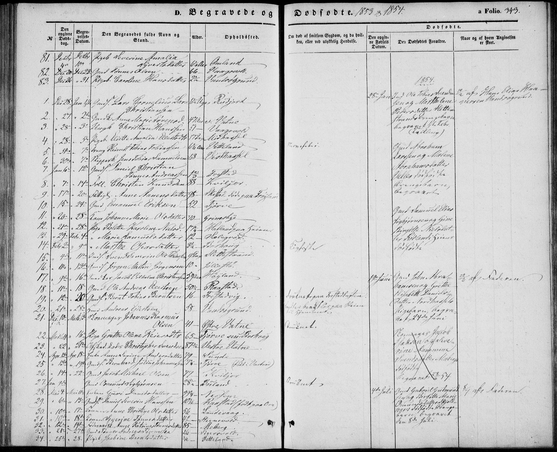 Lista sokneprestkontor, AV/SAK-1111-0027/F/Fb/L0002: Parish register (copy) no. B 2, 1847-1862, p. 343