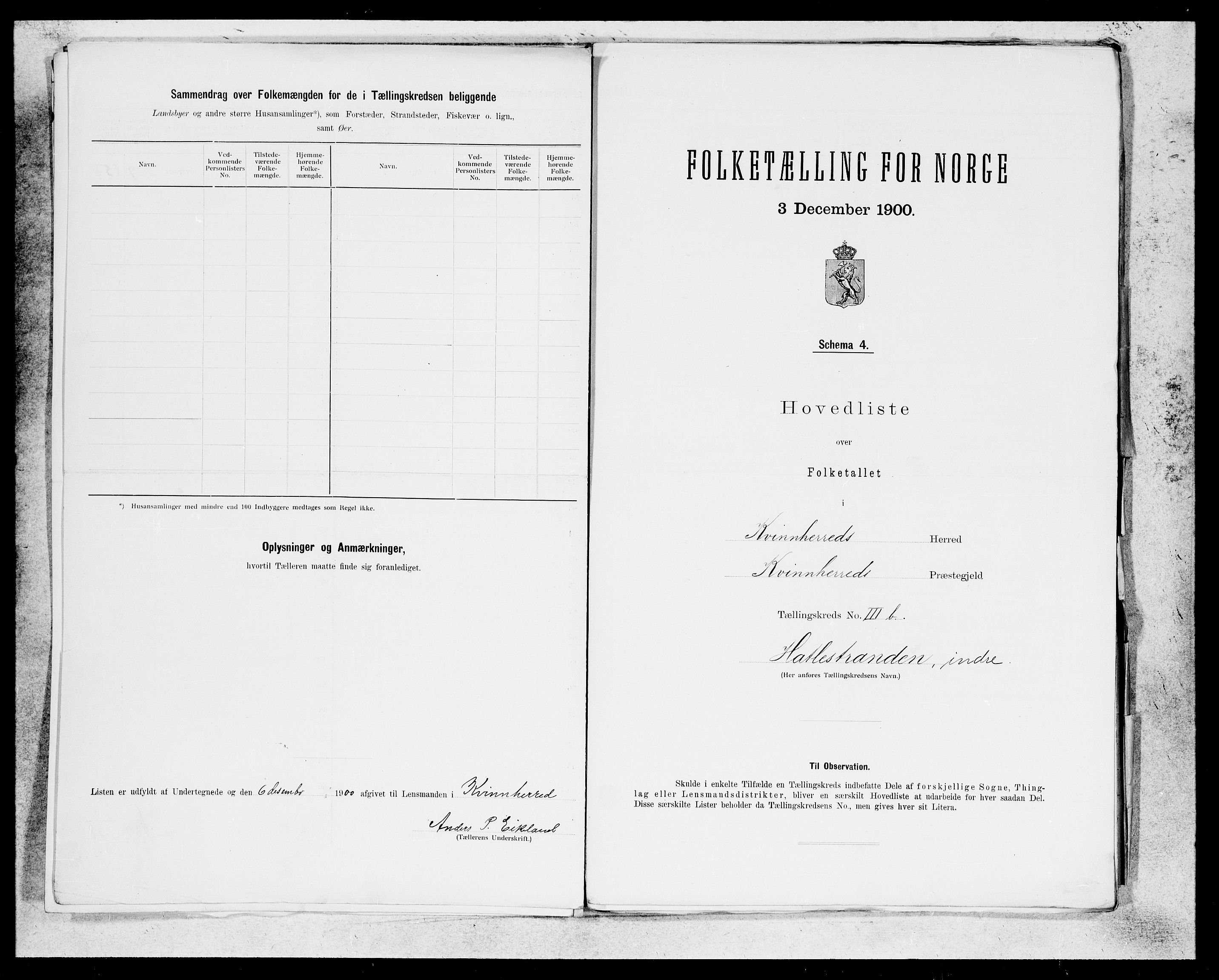 SAB, 1900 census for Kvinnherad, 1900, p. 9