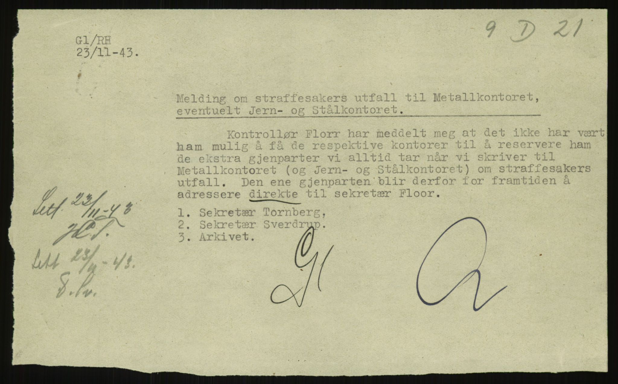 Direktoratet for industriforsyning, Sekretariatet, AV/RA-S-4153/D/Df/L0054: 9. Metallkontoret, 1940-1945, p. 2617