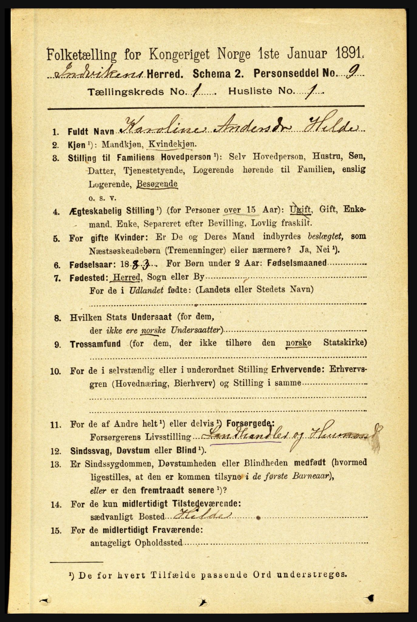 RA, 1891 census for 1447 Innvik, 1891, p. 112