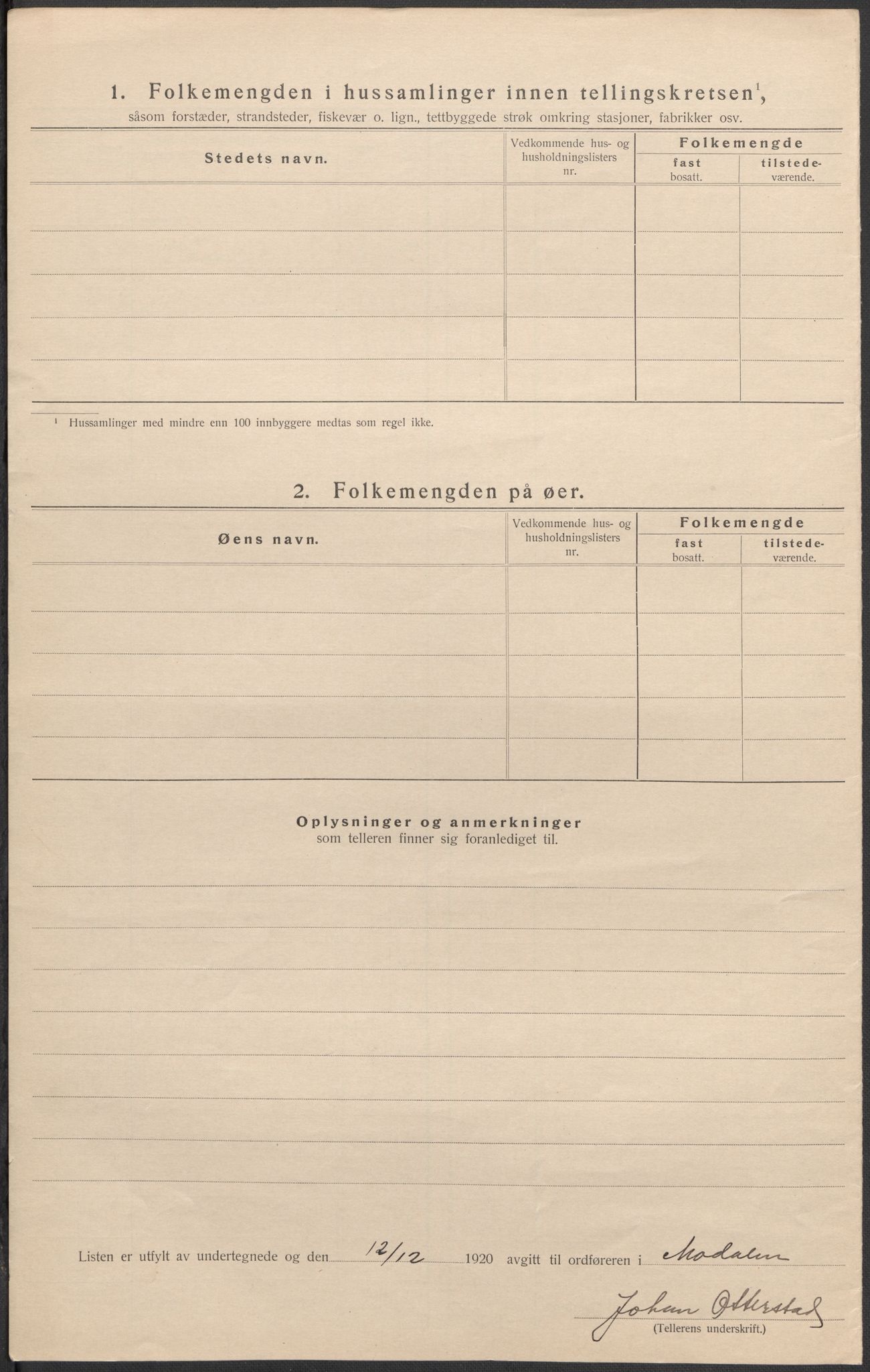 SAB, 1920 census for Modalen, 1920, p. 12