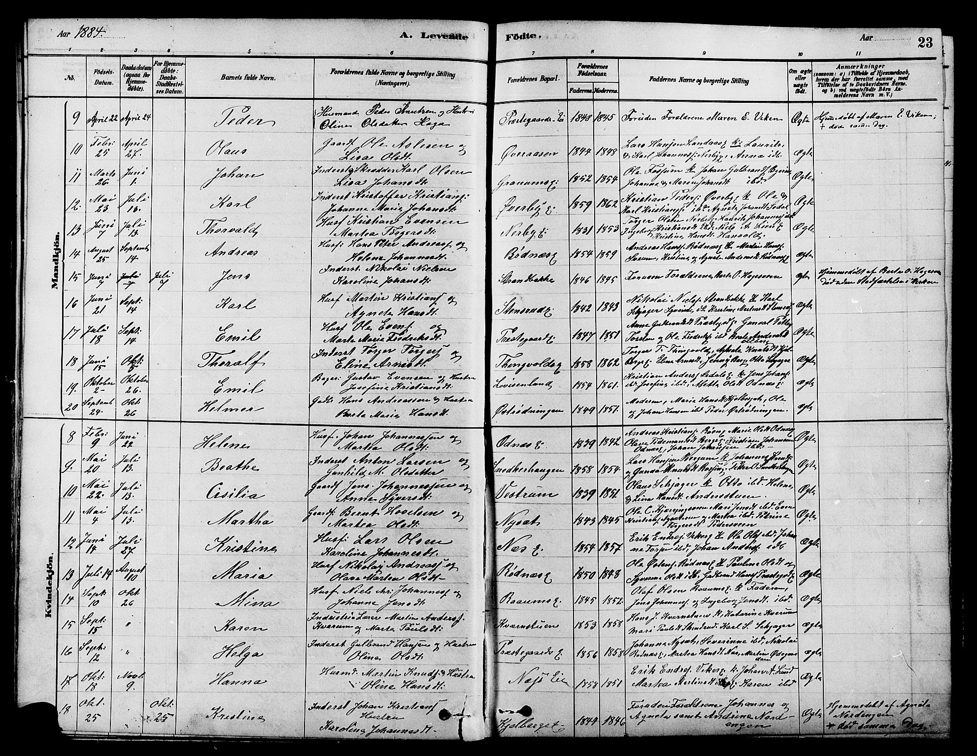 Søndre Land prestekontor, AV/SAH-PREST-122/K/L0002: Parish register (official) no. 2, 1878-1894, p. 23