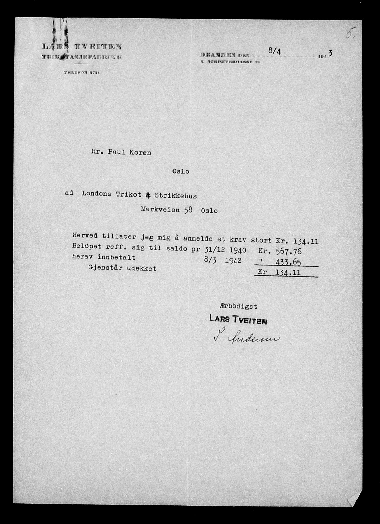Justisdepartementet, Tilbakeføringskontoret for inndratte formuer, AV/RA-S-1564/H/Hc/Hcc/L0960: --, 1945-1947, p. 291