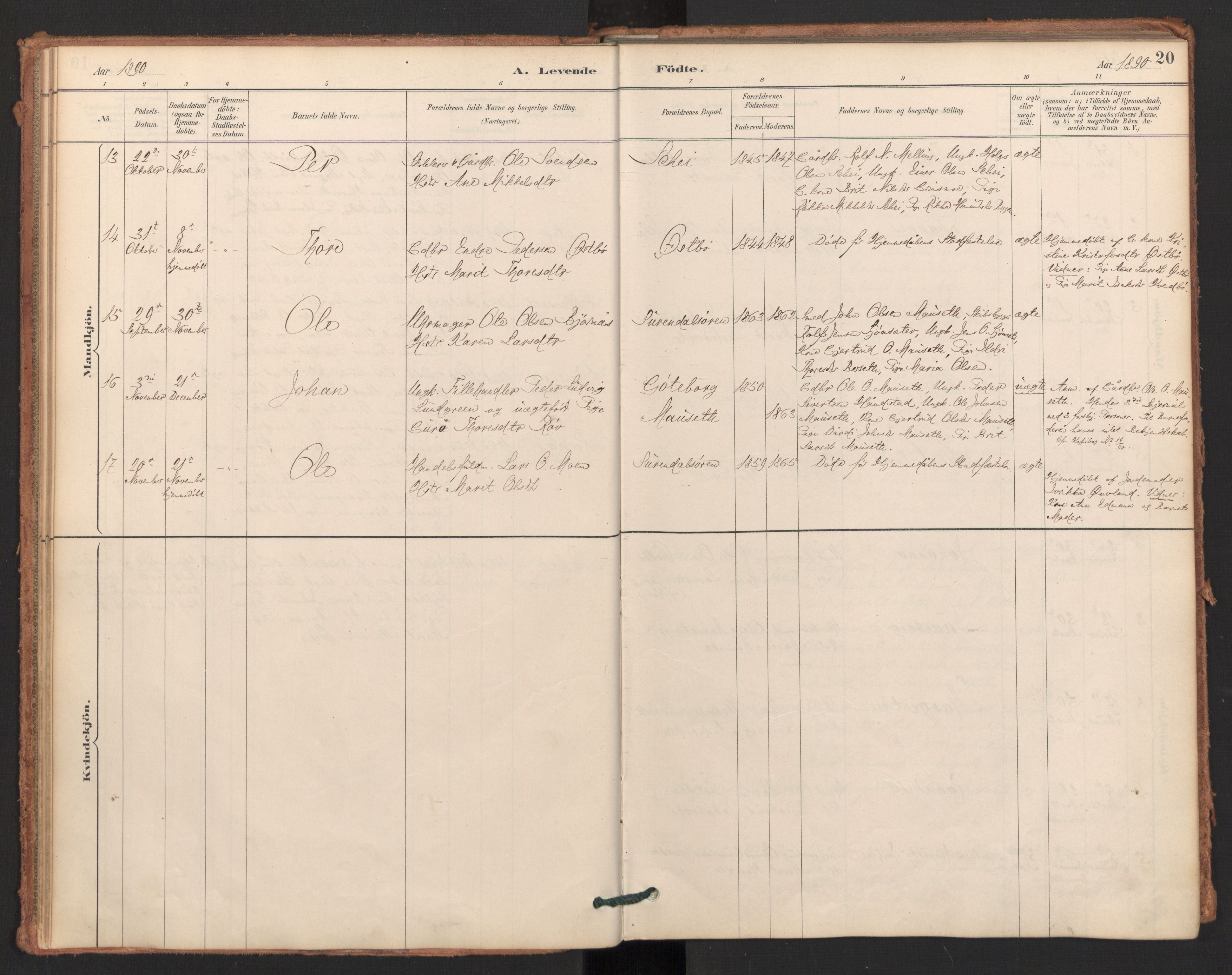 Ministerialprotokoller, klokkerbøker og fødselsregistre - Møre og Romsdal, AV/SAT-A-1454/596/L1056: Parish register (official) no. 596A01, 1885-1900, p. 20