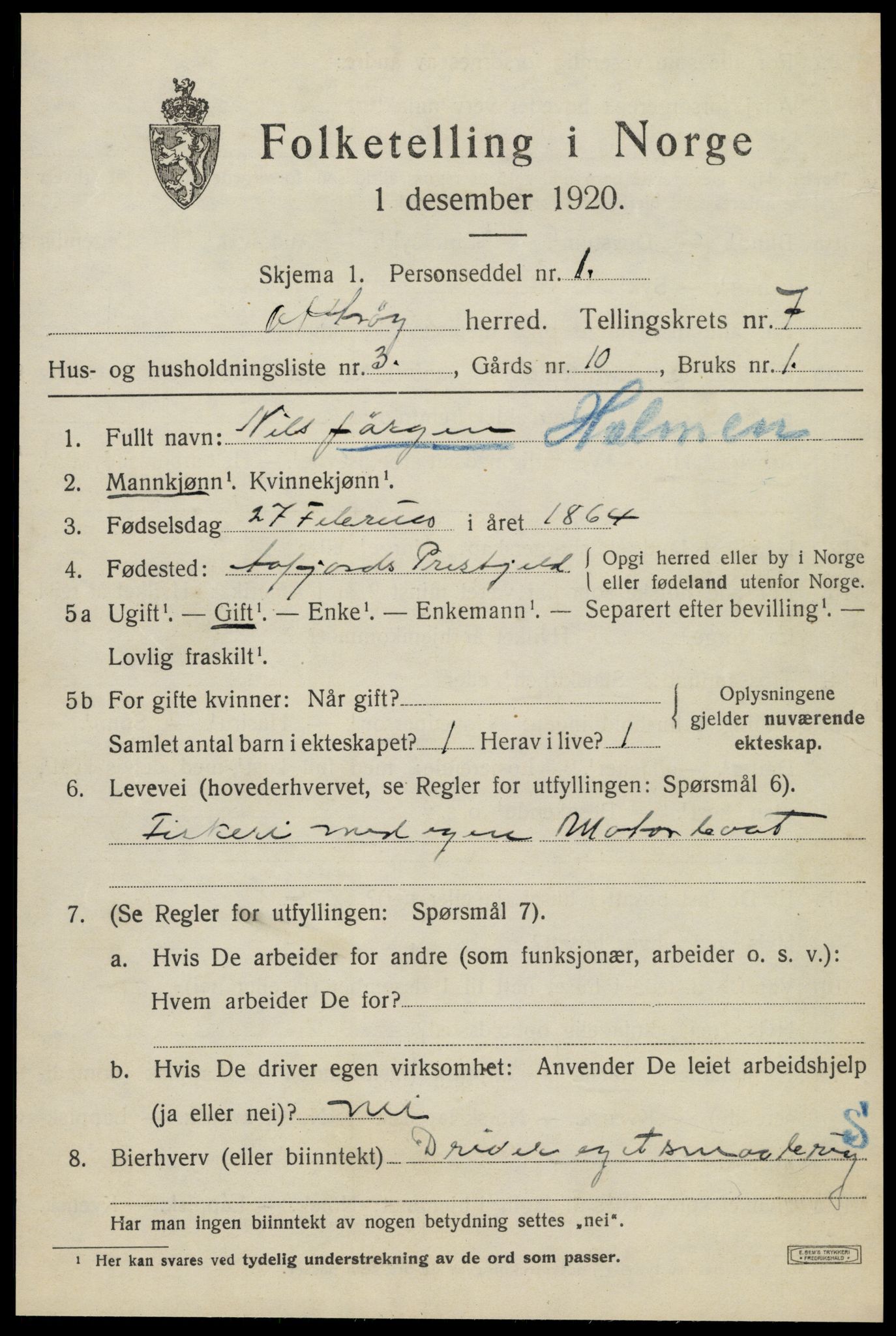 SAT, 1920 census for Otterøy, 1920, p. 2617