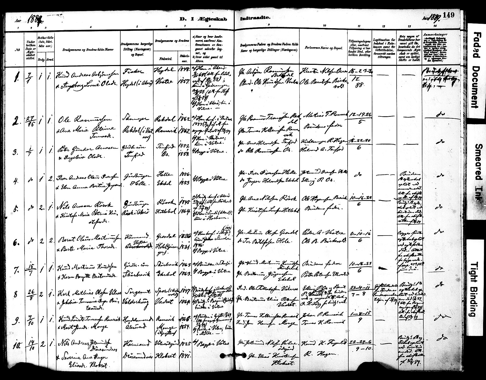 Ministerialprotokoller, klokkerbøker og fødselsregistre - Møre og Romsdal, SAT/A-1454/525/L0374: Parish register (official) no. 525A04, 1880-1899, p. 149