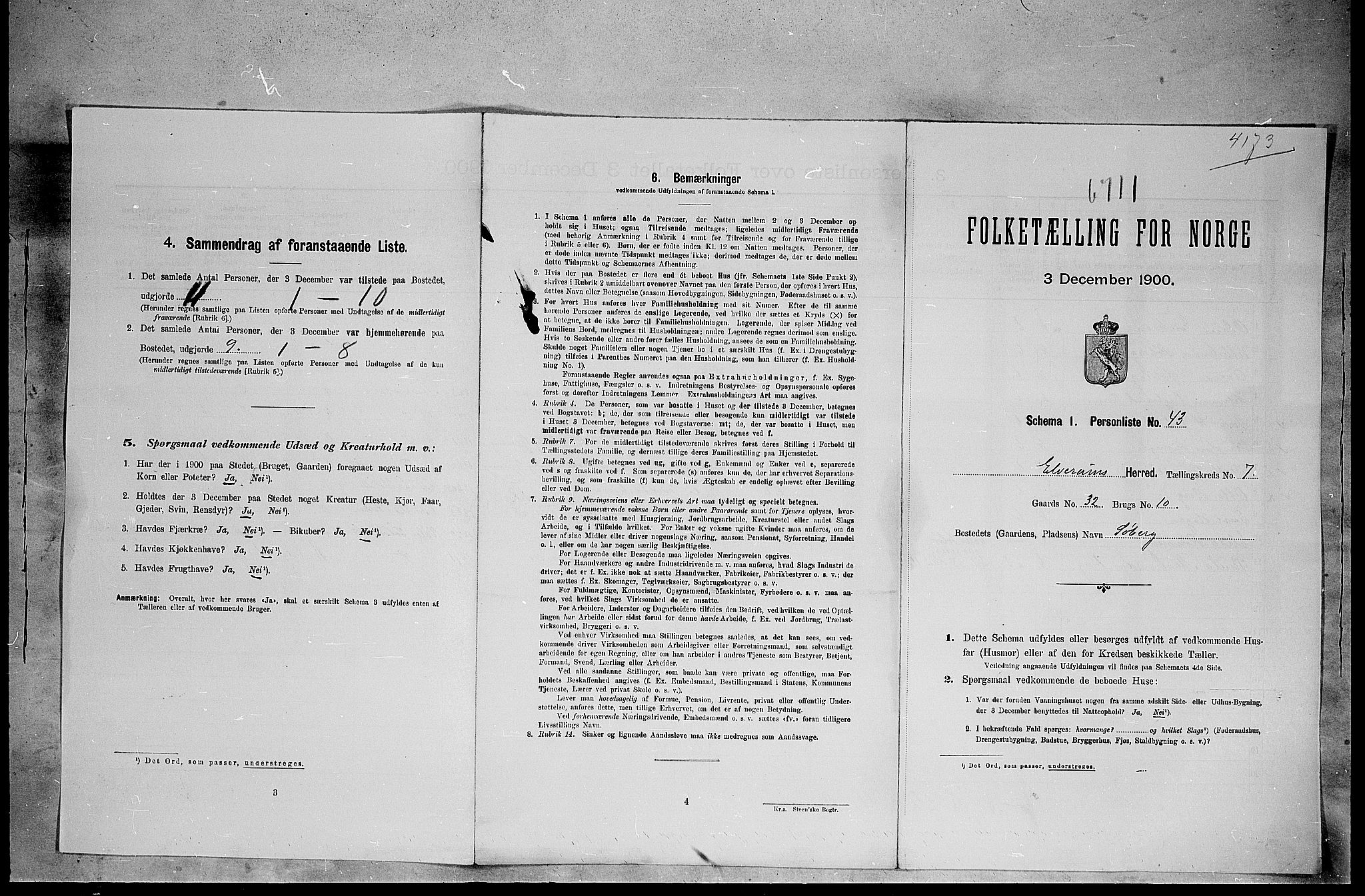 SAH, 1900 census for Elverum, 1900, p. 188