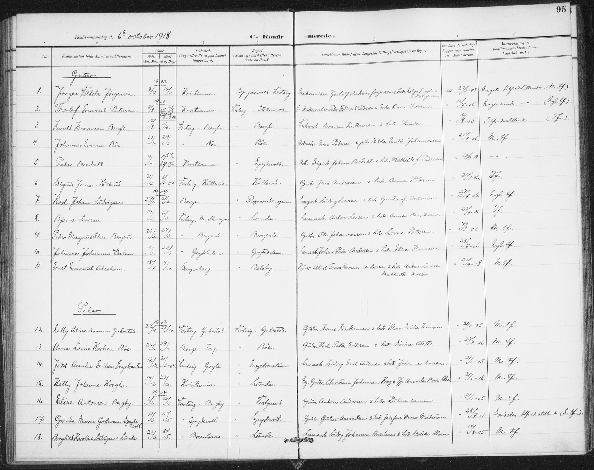 Varteig prestekontor Kirkebøker, AV/SAO-A-10447a/F/Fa/L0003: Parish register (official) no. 3, 1899-1919, p. 95