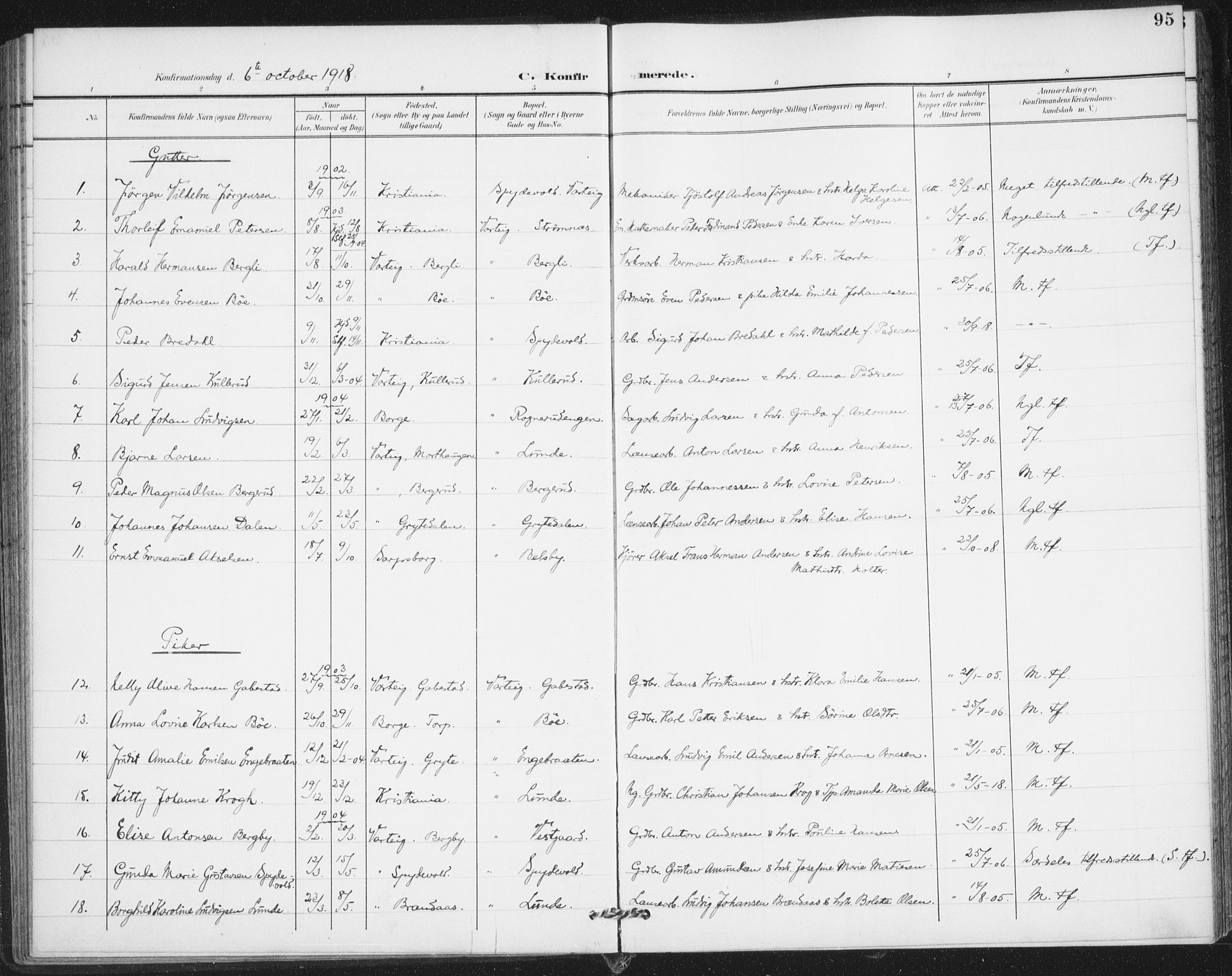 Varteig prestekontor Kirkebøker, AV/SAO-A-10447a/F/Fa/L0003: Parish register (official) no. 3, 1899-1919, p. 95