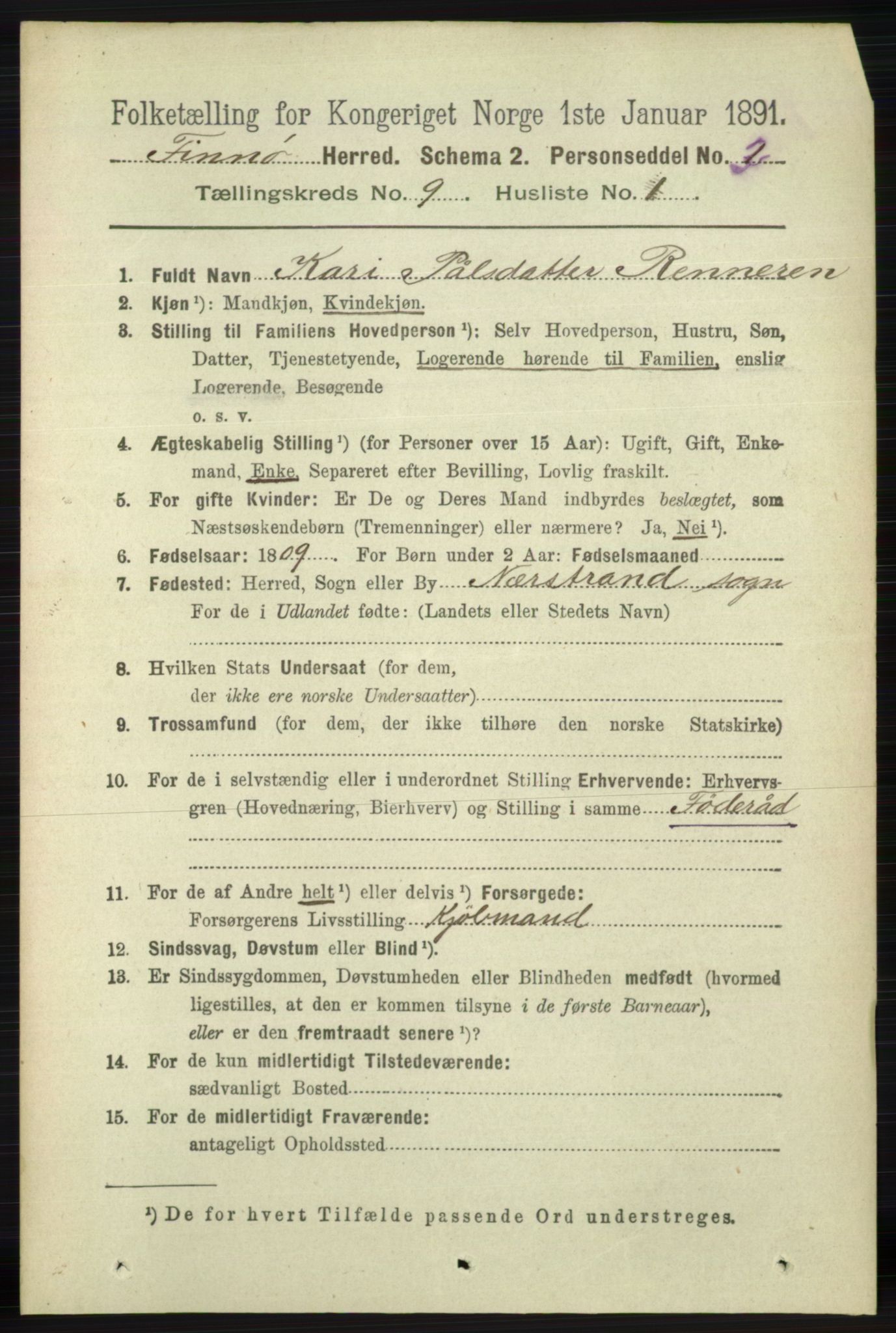 RA, 1891 census for 1141 Finnøy, 1891, p. 1865