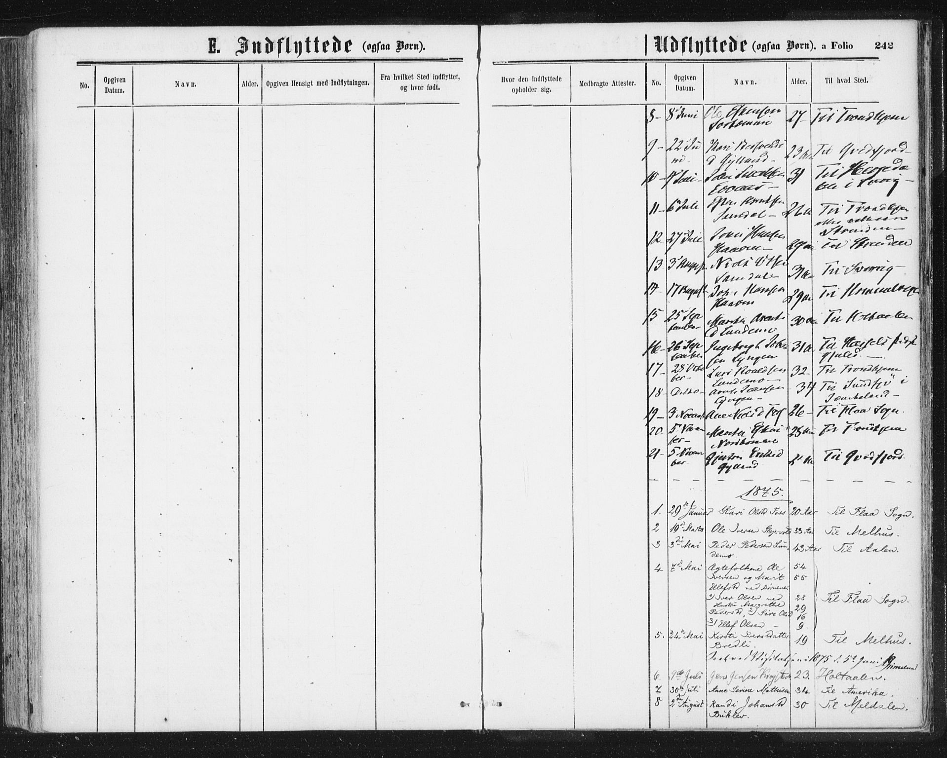 Ministerialprotokoller, klokkerbøker og fødselsregistre - Sør-Trøndelag, SAT/A-1456/692/L1104: Parish register (official) no. 692A04, 1862-1878, p. 242
