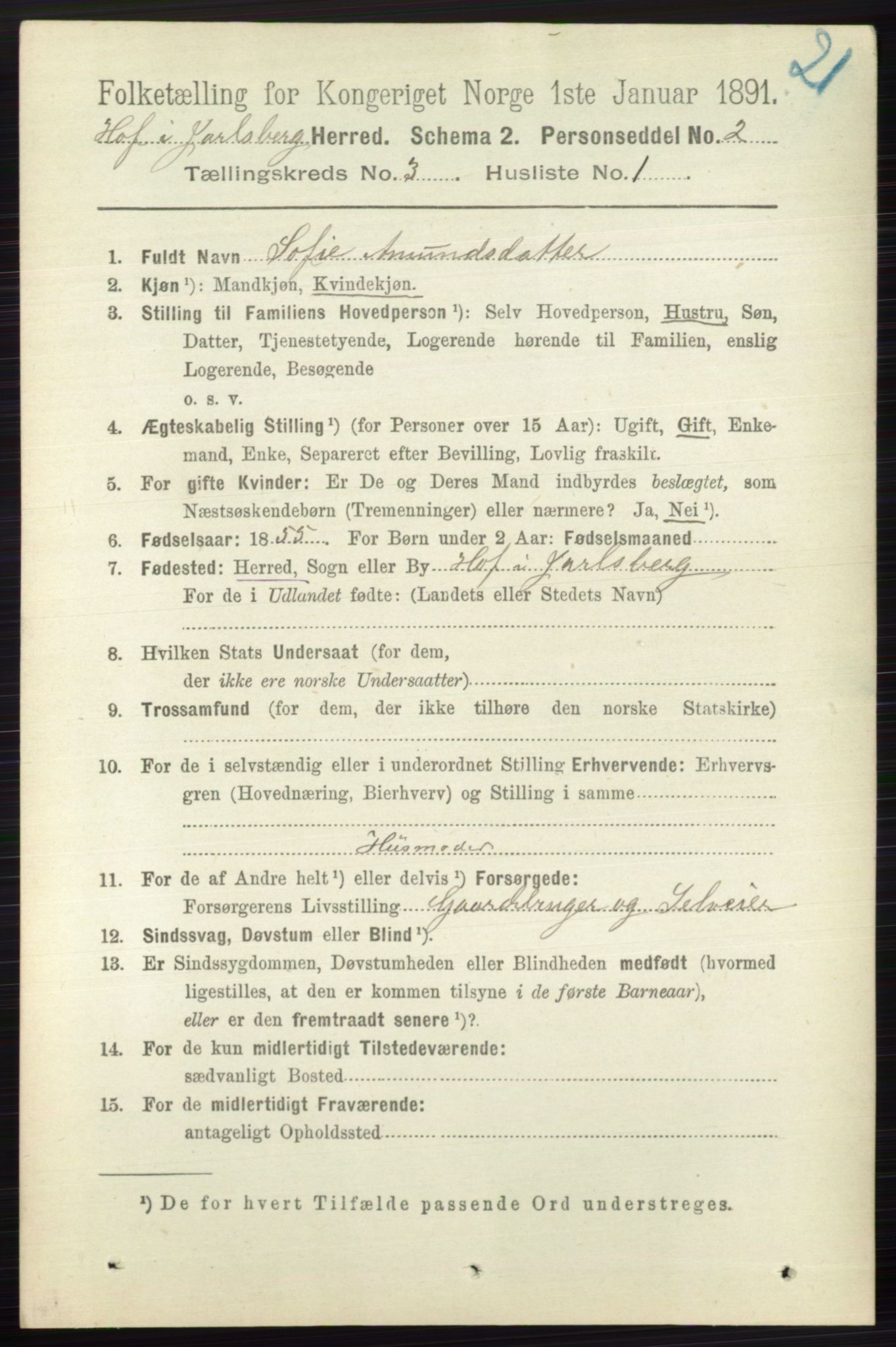 RA, 1891 census for 0714 Hof, 1891, p. 882