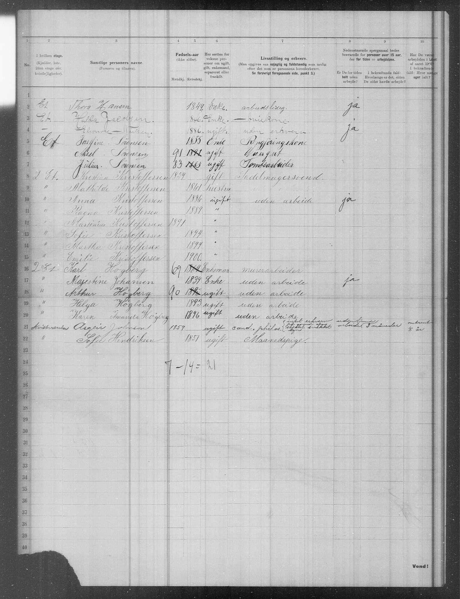 OBA, Municipal Census 1902 for Kristiania, 1902, p. 18086