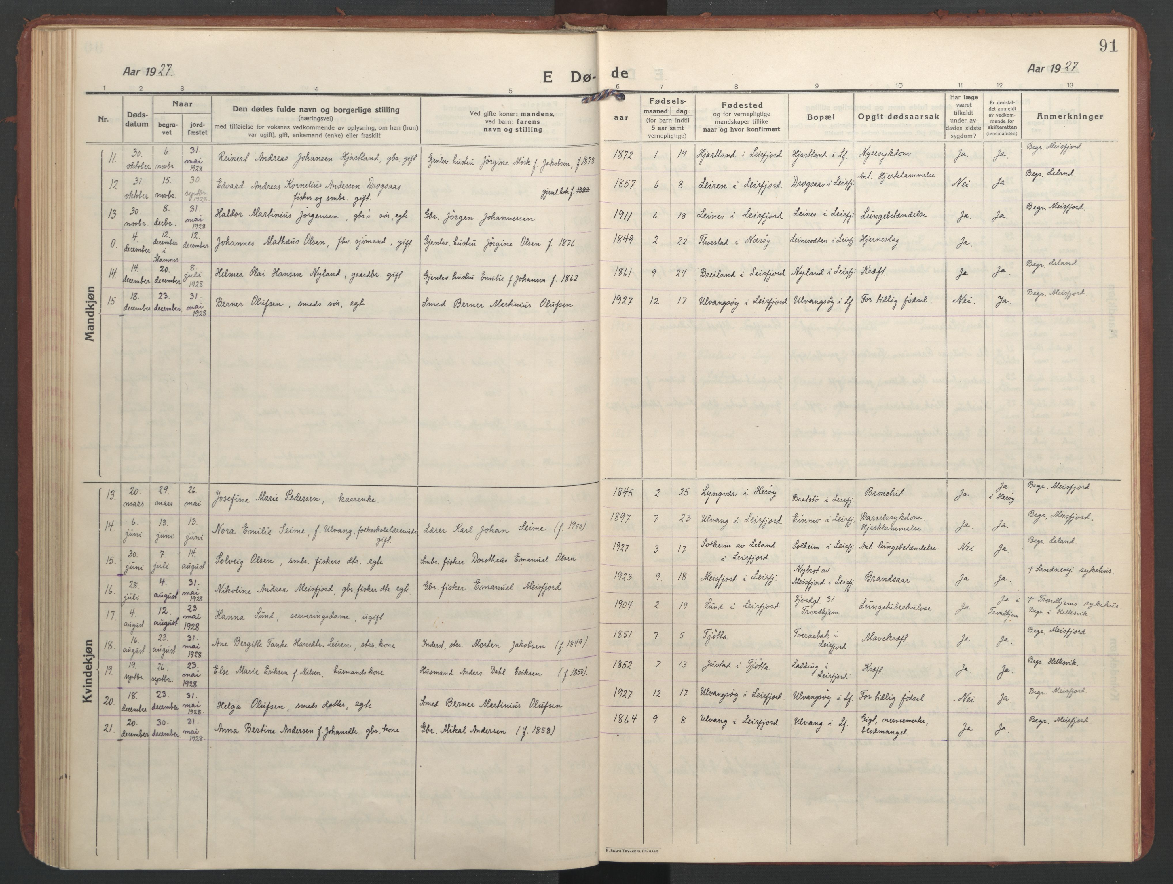 Ministerialprotokoller, klokkerbøker og fødselsregistre - Nordland, AV/SAT-A-1459/832/L0492: Parish register (official) no. 832A01, 1916-1934, p. 91