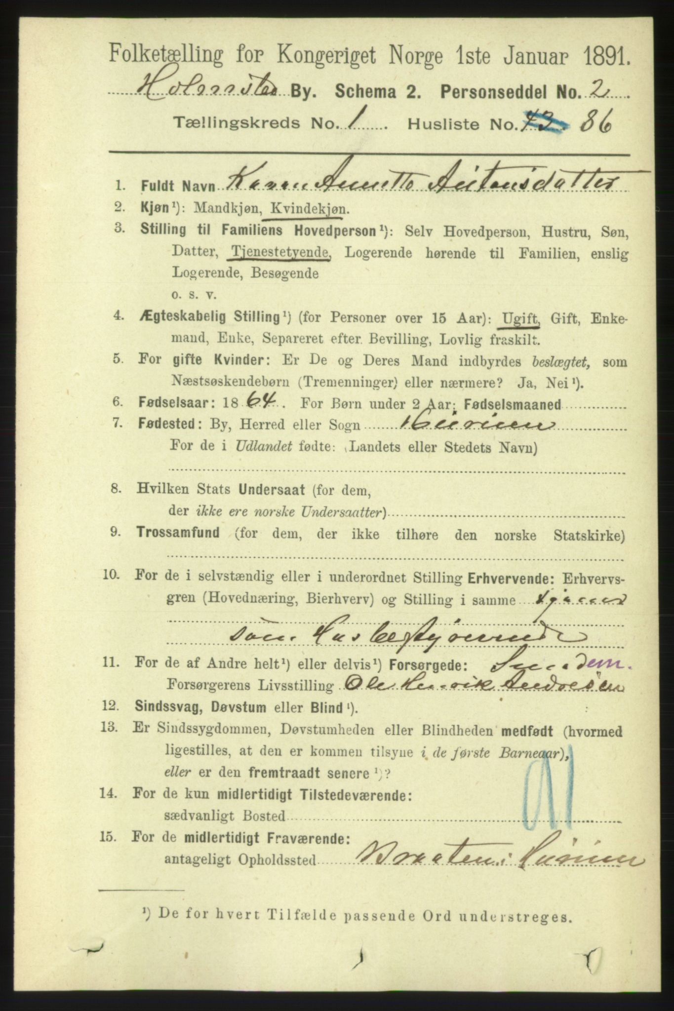 RA, 1891 census for 0603 Holmsbu, 1891, p. 684