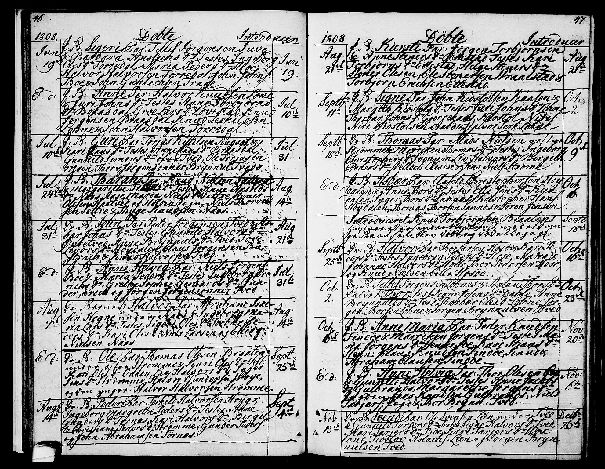 Drangedal kirkebøker, SAKO/A-258/F/Fa/L0004: Parish register (official) no. 4, 1802-1814, p. 46-47