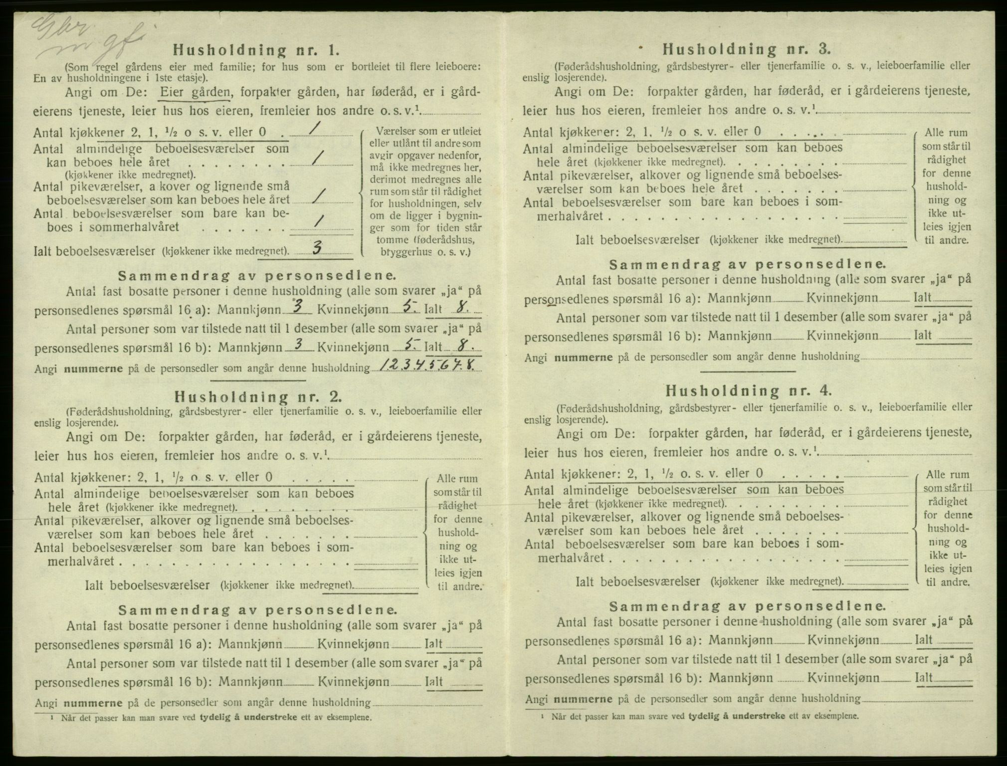 SAB, 1920 census for Kvam, 1920, p. 489