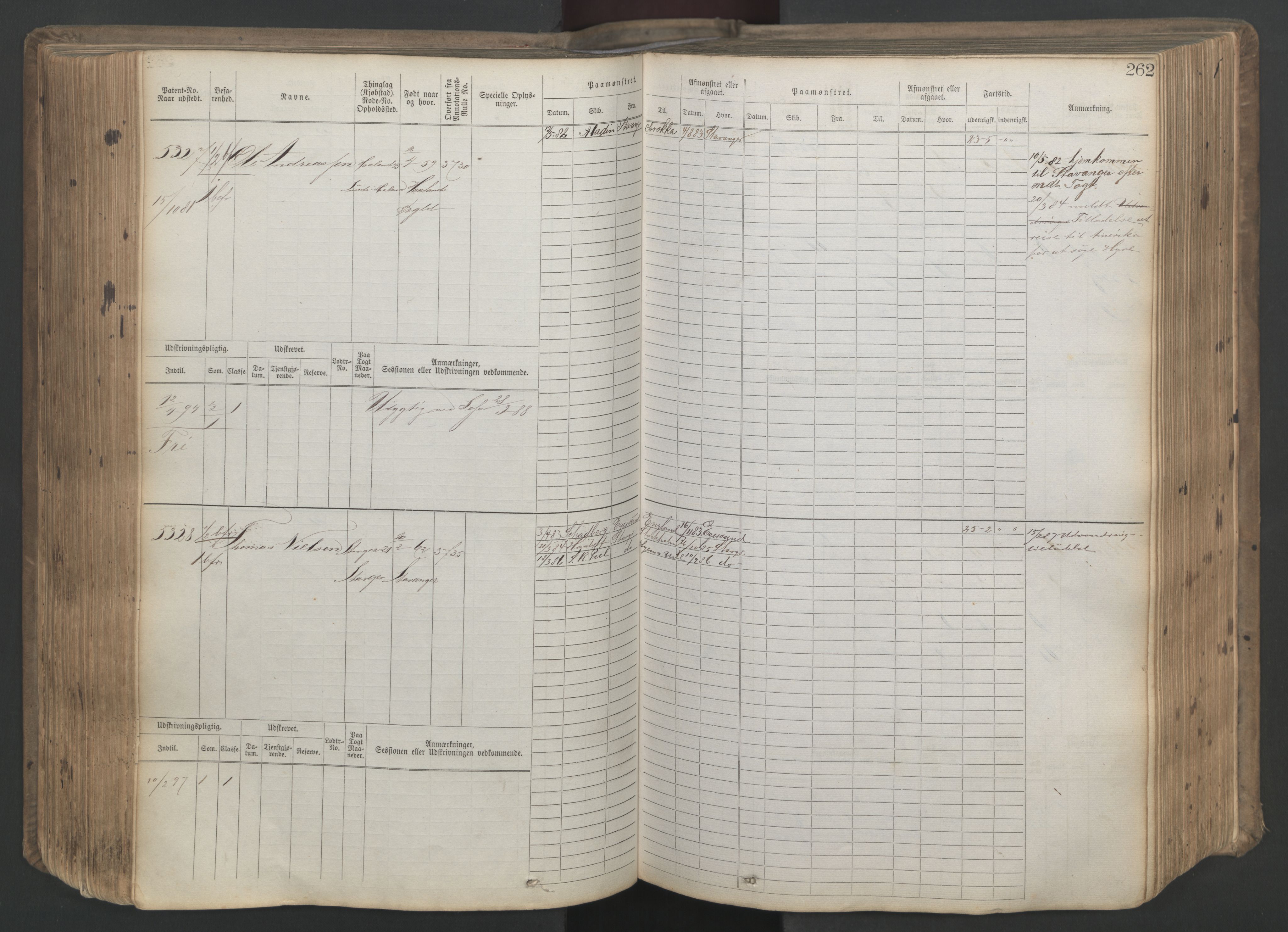 Stavanger sjømannskontor, AV/SAST-A-102006/F/Fb/Fbb/L0020: Sjøfartshovedrulle patnentnr. 4803-6004 (dublett), 1879, p. 267