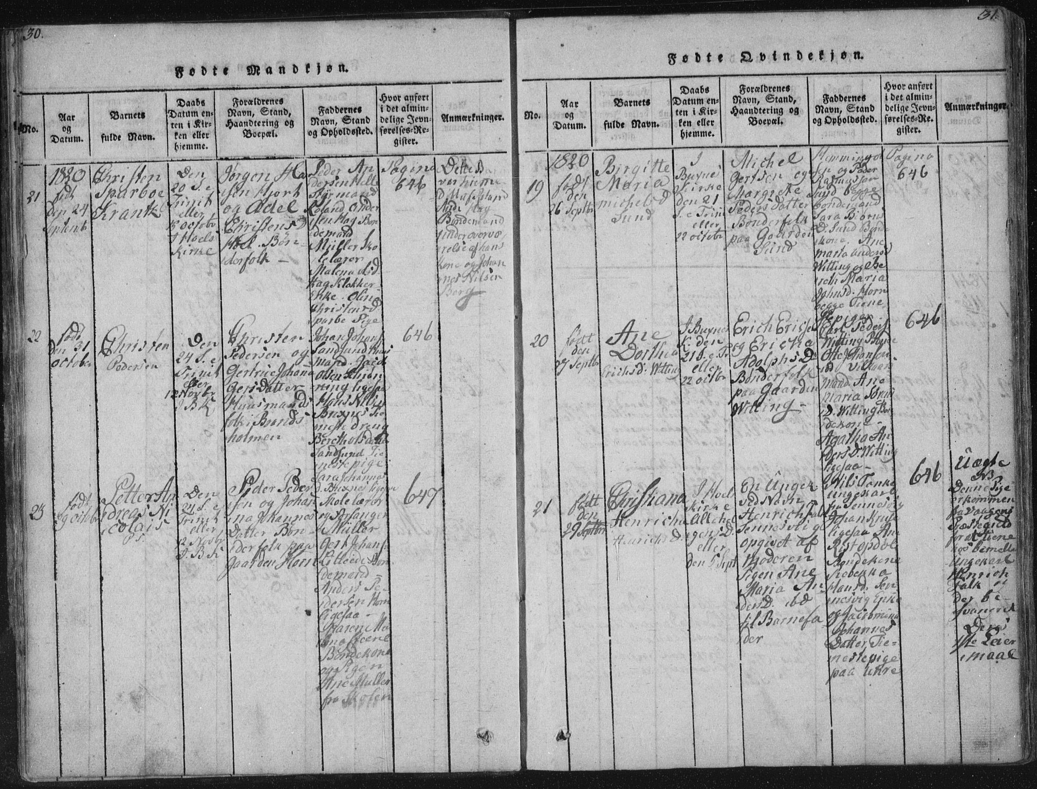 Ministerialprotokoller, klokkerbøker og fødselsregistre - Nordland, AV/SAT-A-1459/881/L1164: Parish register (copy) no. 881C01, 1818-1853, p. 30-31