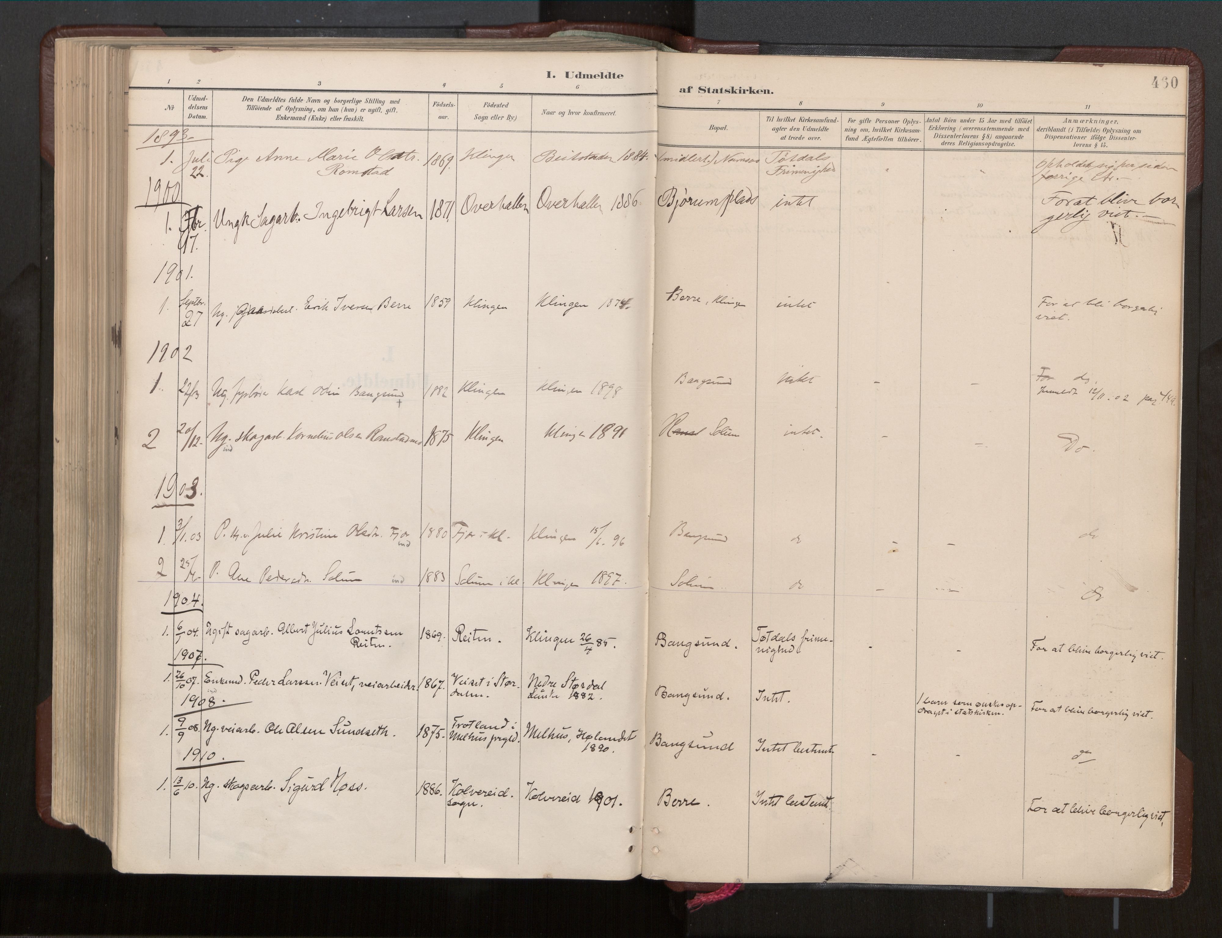 Ministerialprotokoller, klokkerbøker og fødselsregistre - Nord-Trøndelag, SAT/A-1458/770/L0589: Parish register (official) no. 770A03, 1887-1929, p. 460