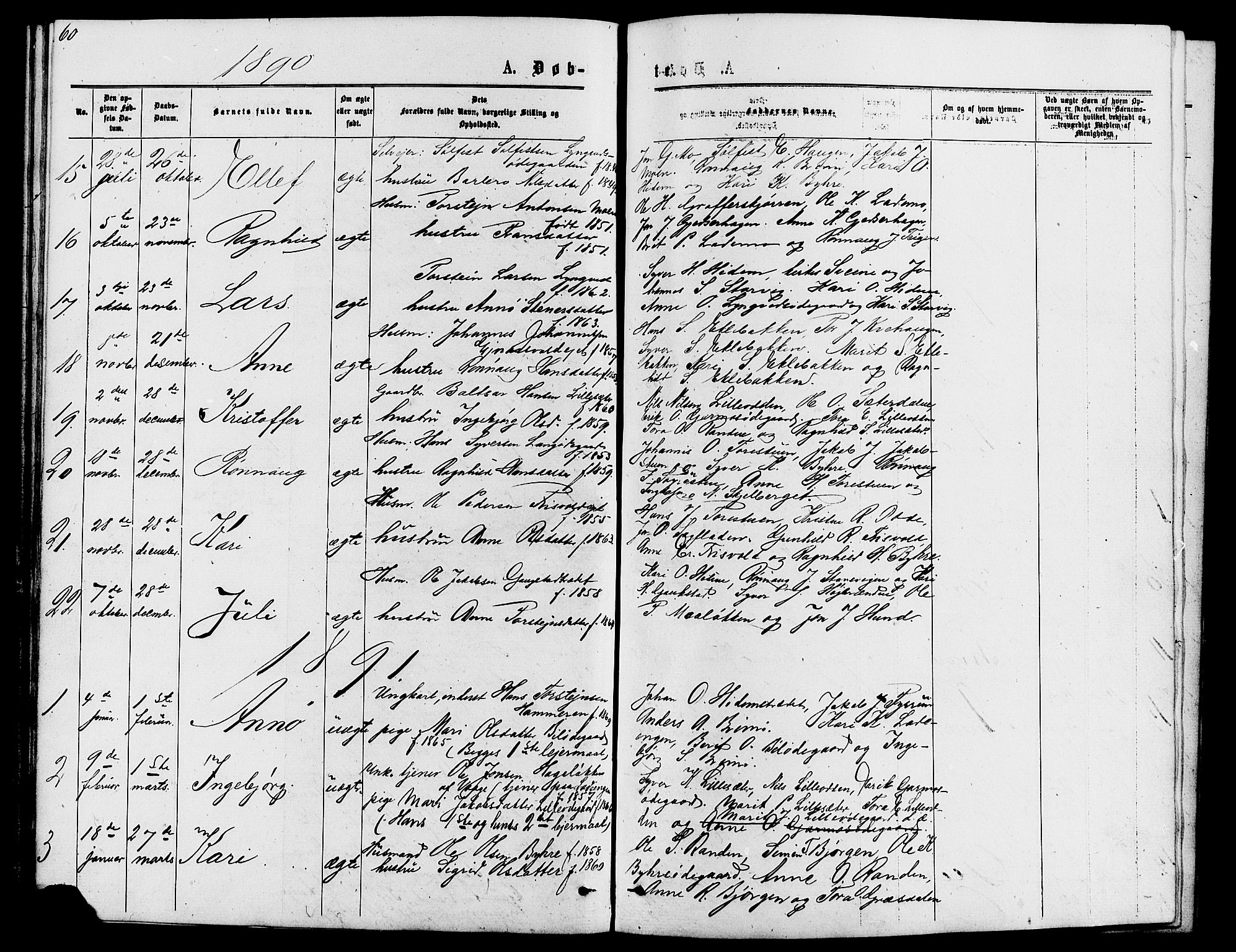 Lom prestekontor, SAH/PREST-070/L/L0005: Parish register (copy) no. 5, 1876-1901, p. 60-61
