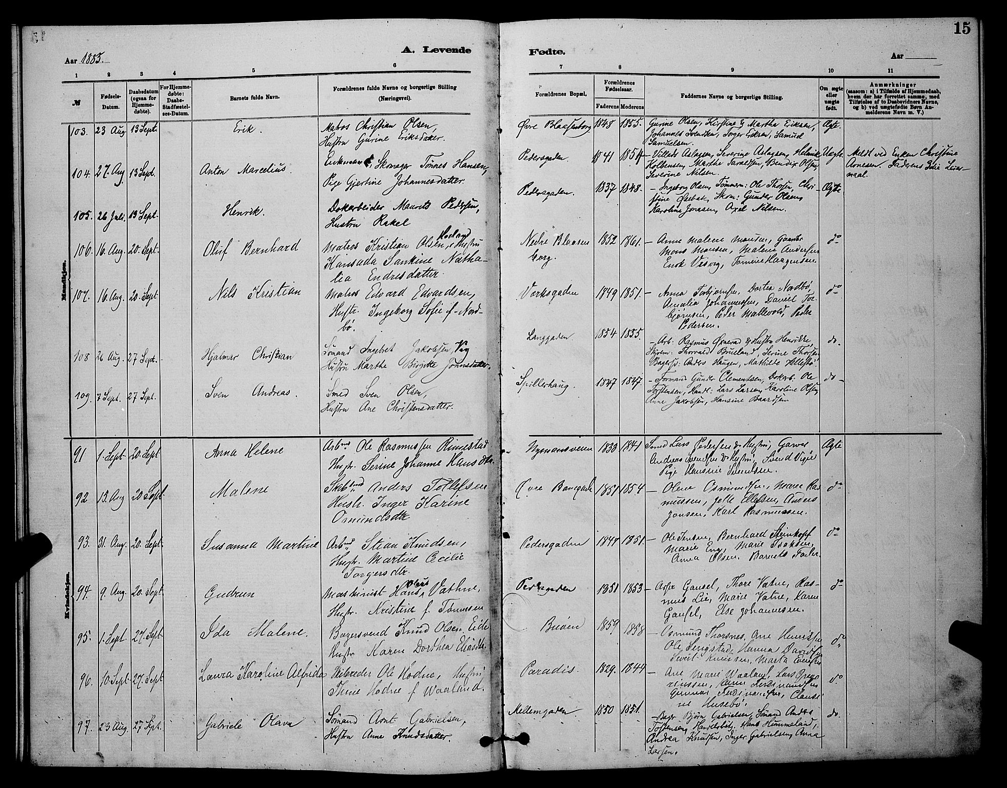 St. Johannes sokneprestkontor, AV/SAST-A-101814/001/30/30BB/L0001: Parish register (copy) no. B 1, 1885-1897, p. 15